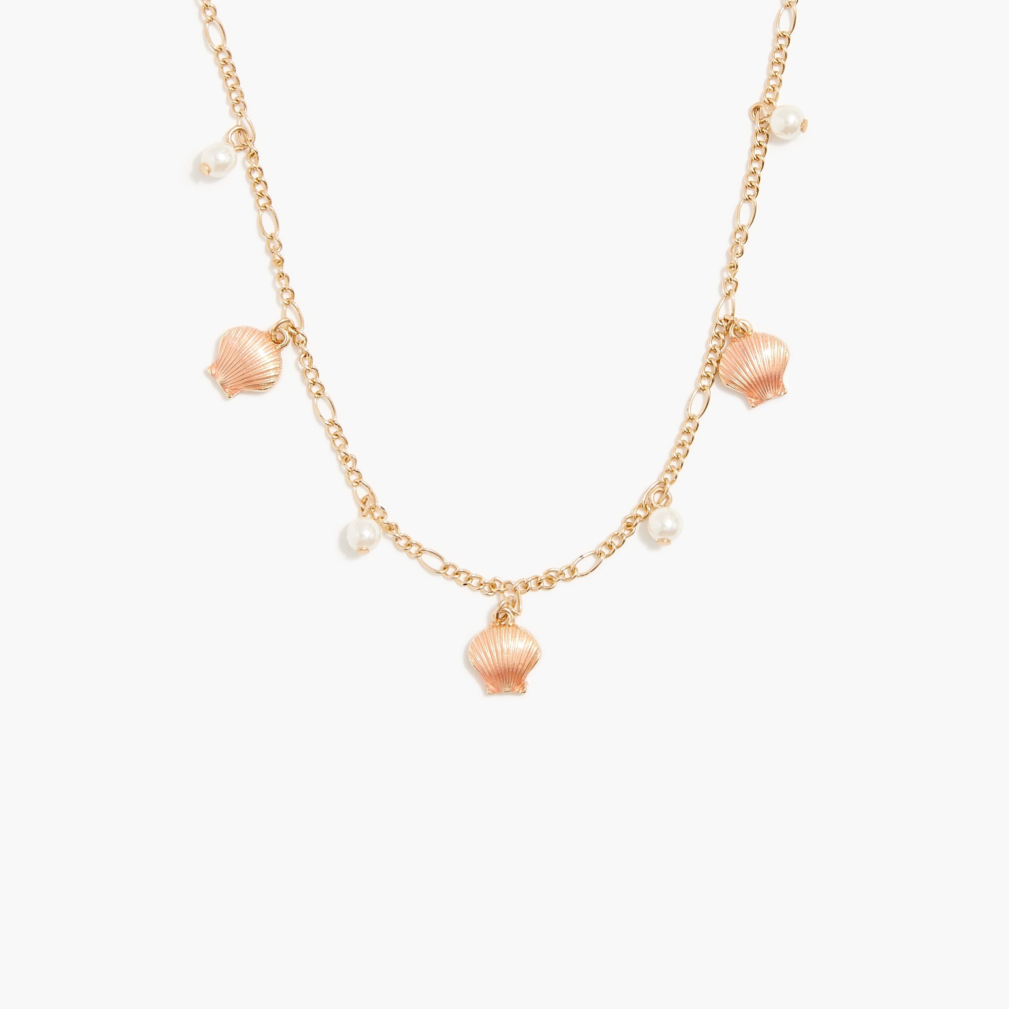 Girls' shell pearl charm necklace