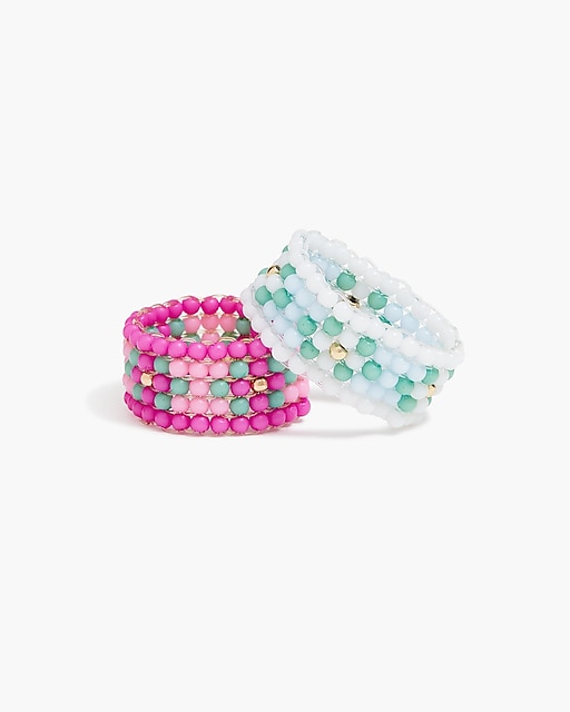  Girls' beaded stretch rings set-of-two