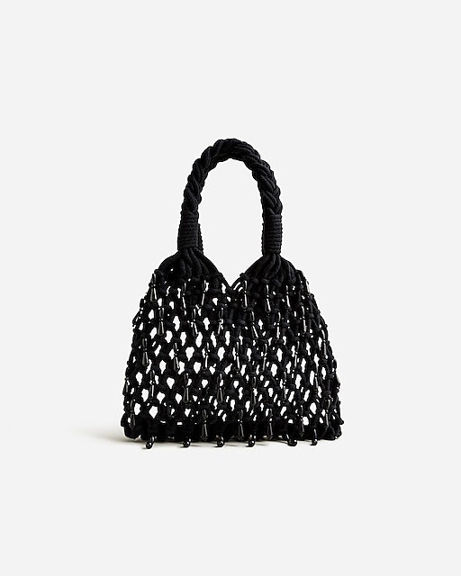 womens Small Cadiz hand-knotted rope tote with beads