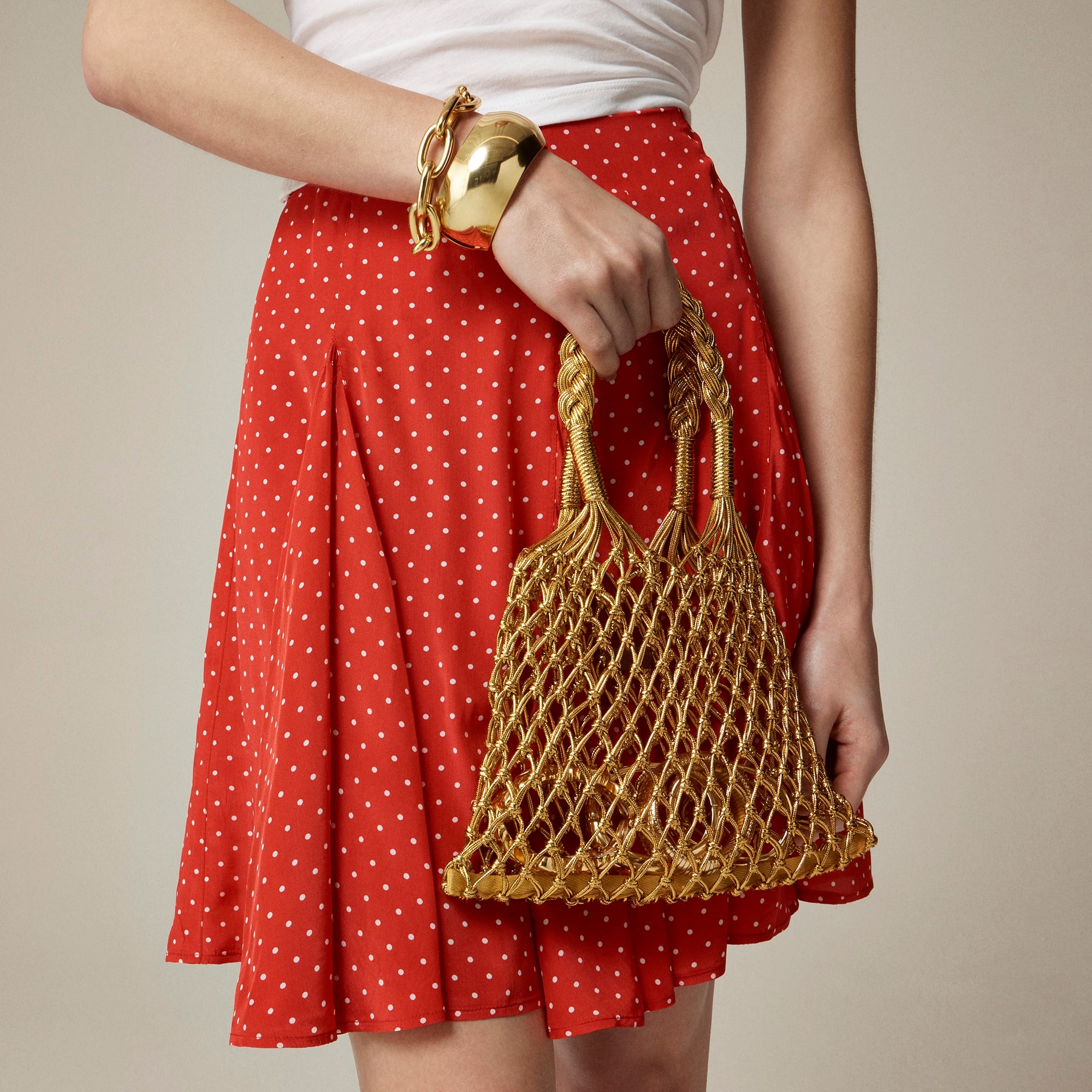  Small Cadiz hand-knotted rope tote in metallic