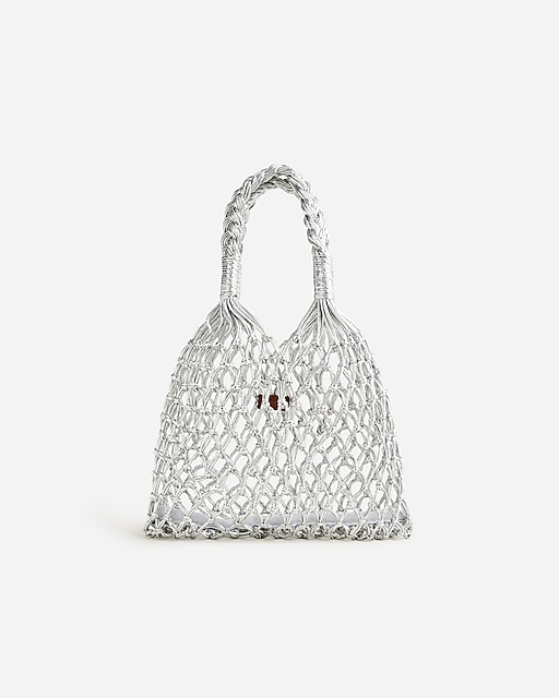 womens Small Cadiz hand-knotted rope tote in metallic
