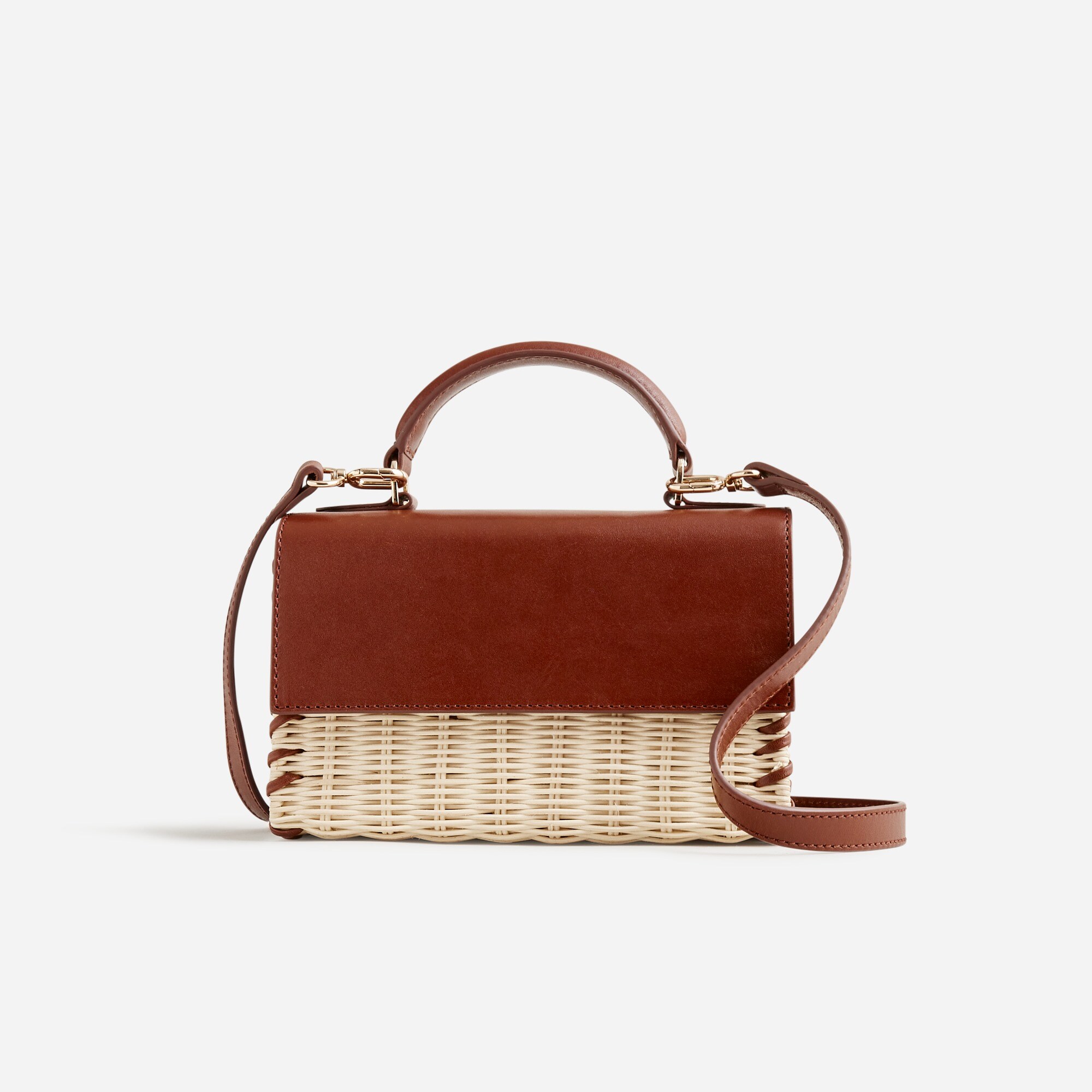 Wicker leather bag outlet