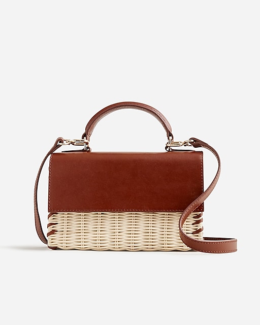  Small wicker and leather bag