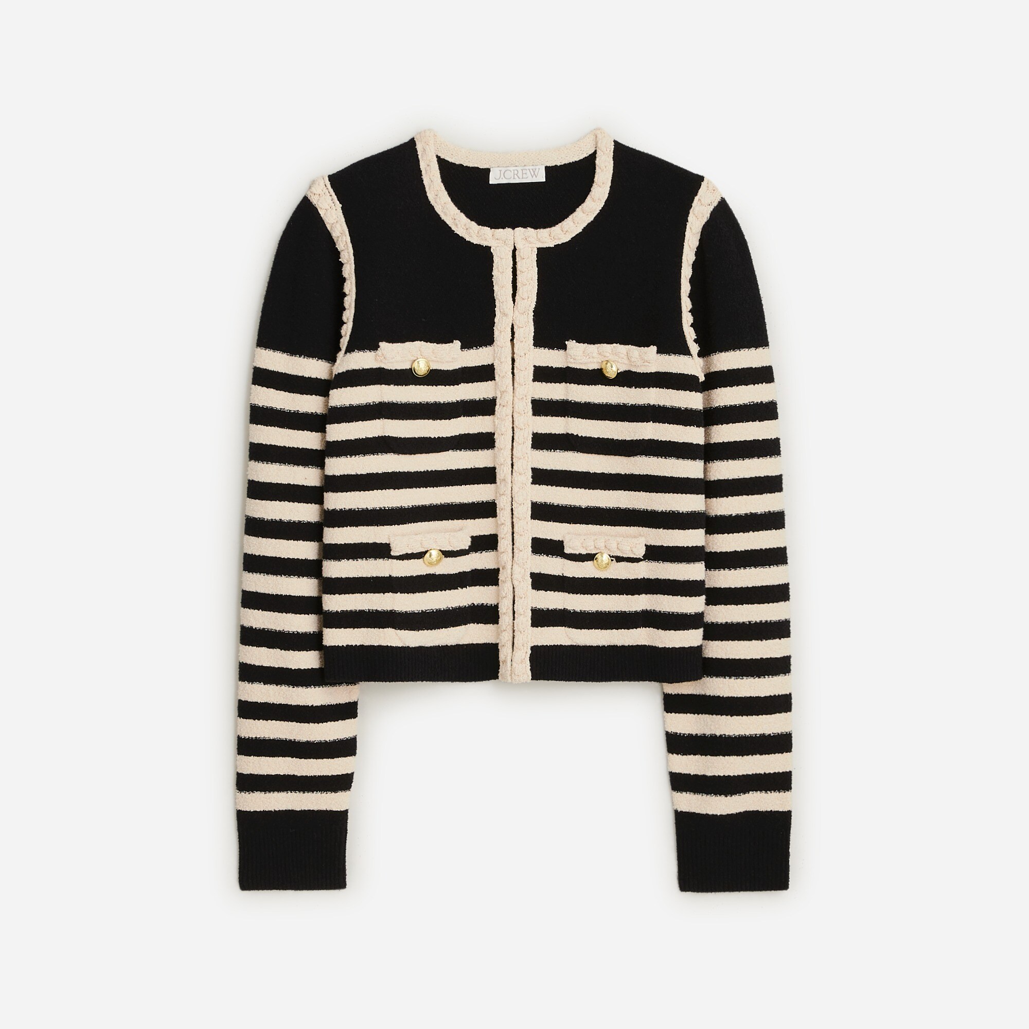 Odette sweater lady jacket in striped bouclé