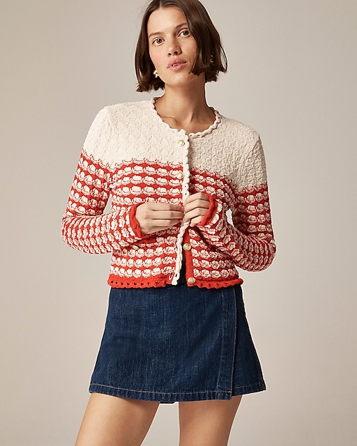  Textured crochet lady jacket