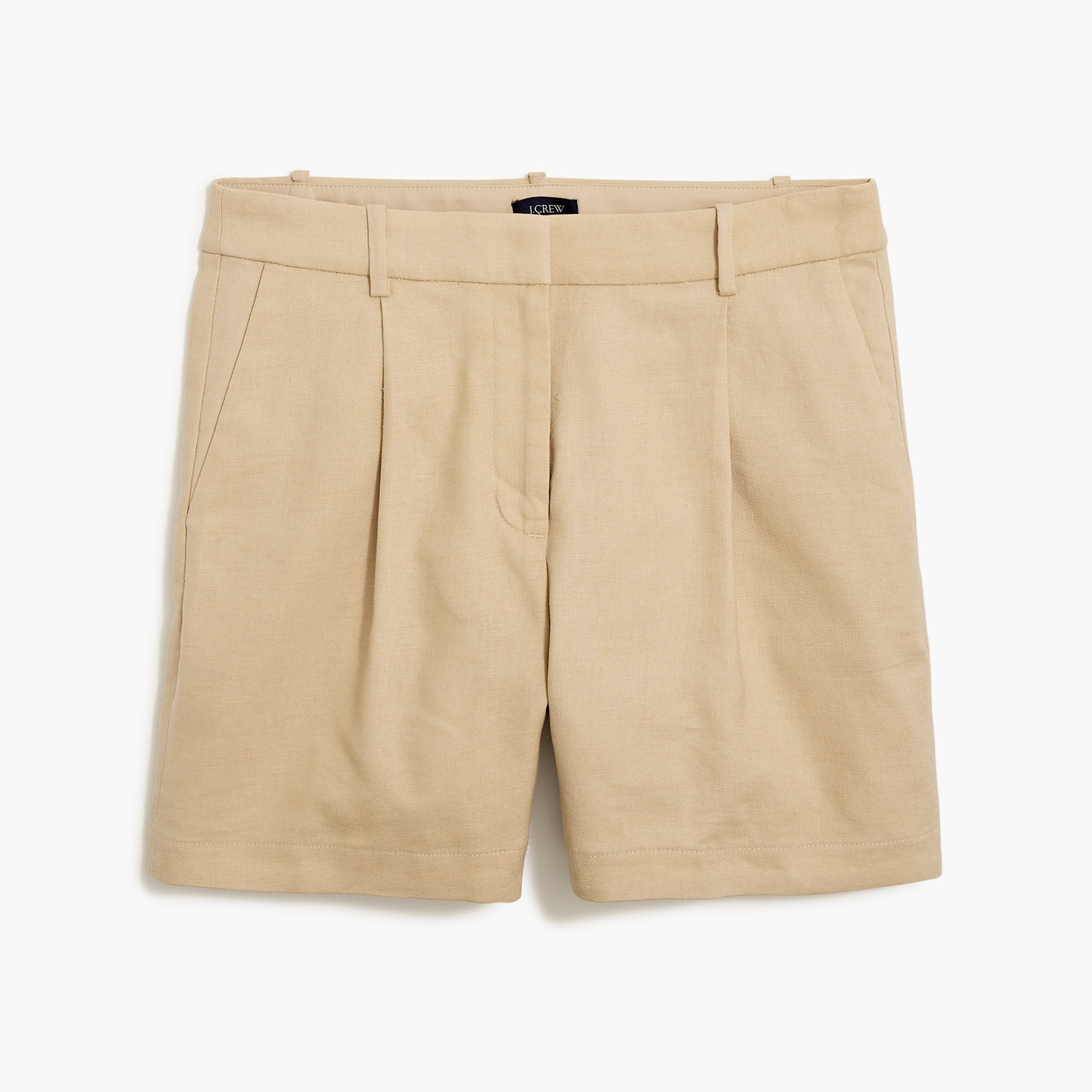 refined linen-blend structured short for women