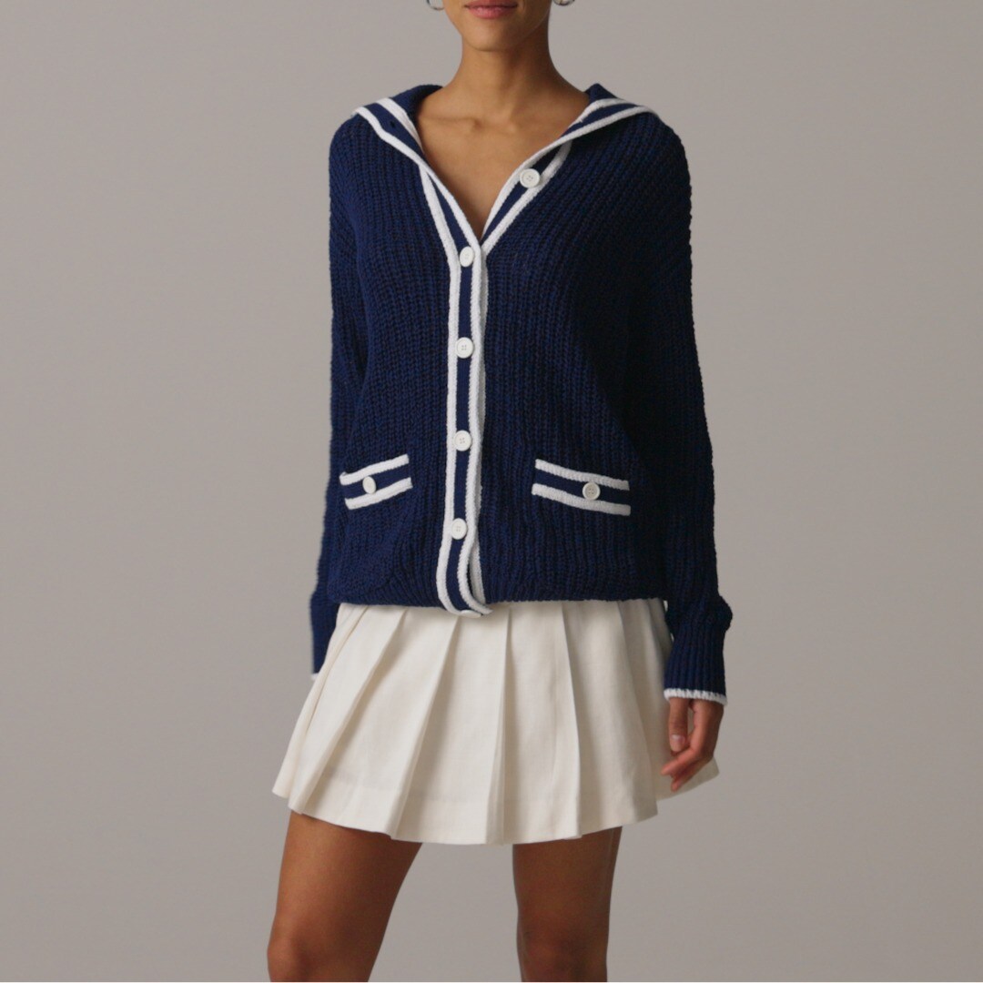 J.Crew Textured Sailor Cardigan Sweater For Women