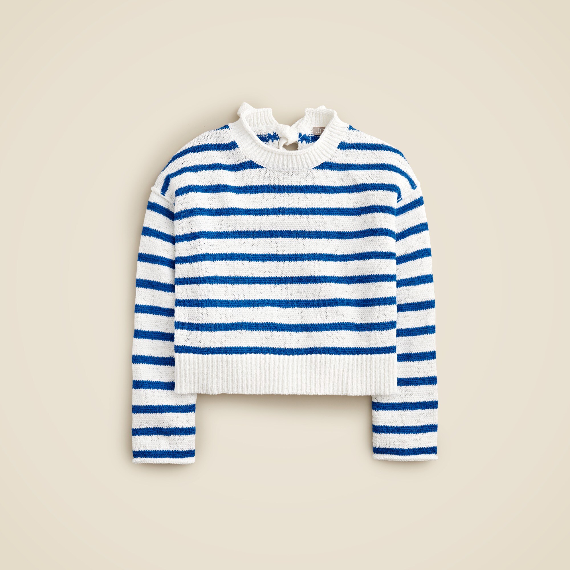 Textured tie-back Rollneck™ sweater in stripe