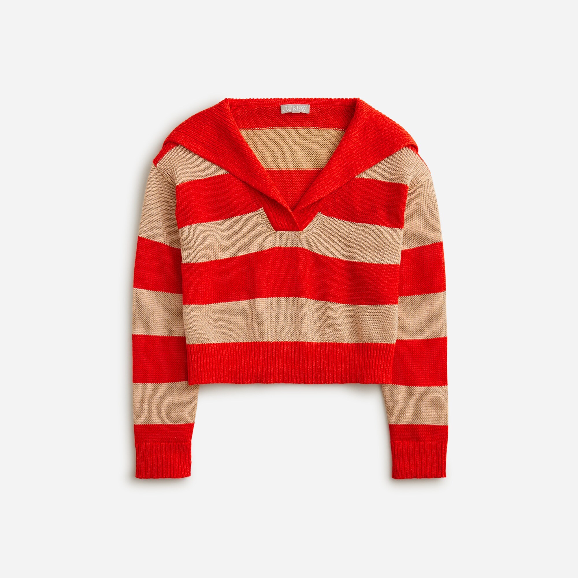 Sailor-collar pullover sweater in stripe
