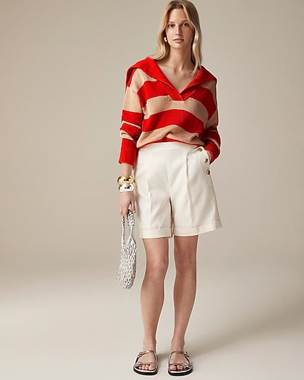 j.crew: sailor-collar pullover sweater in stripe for women