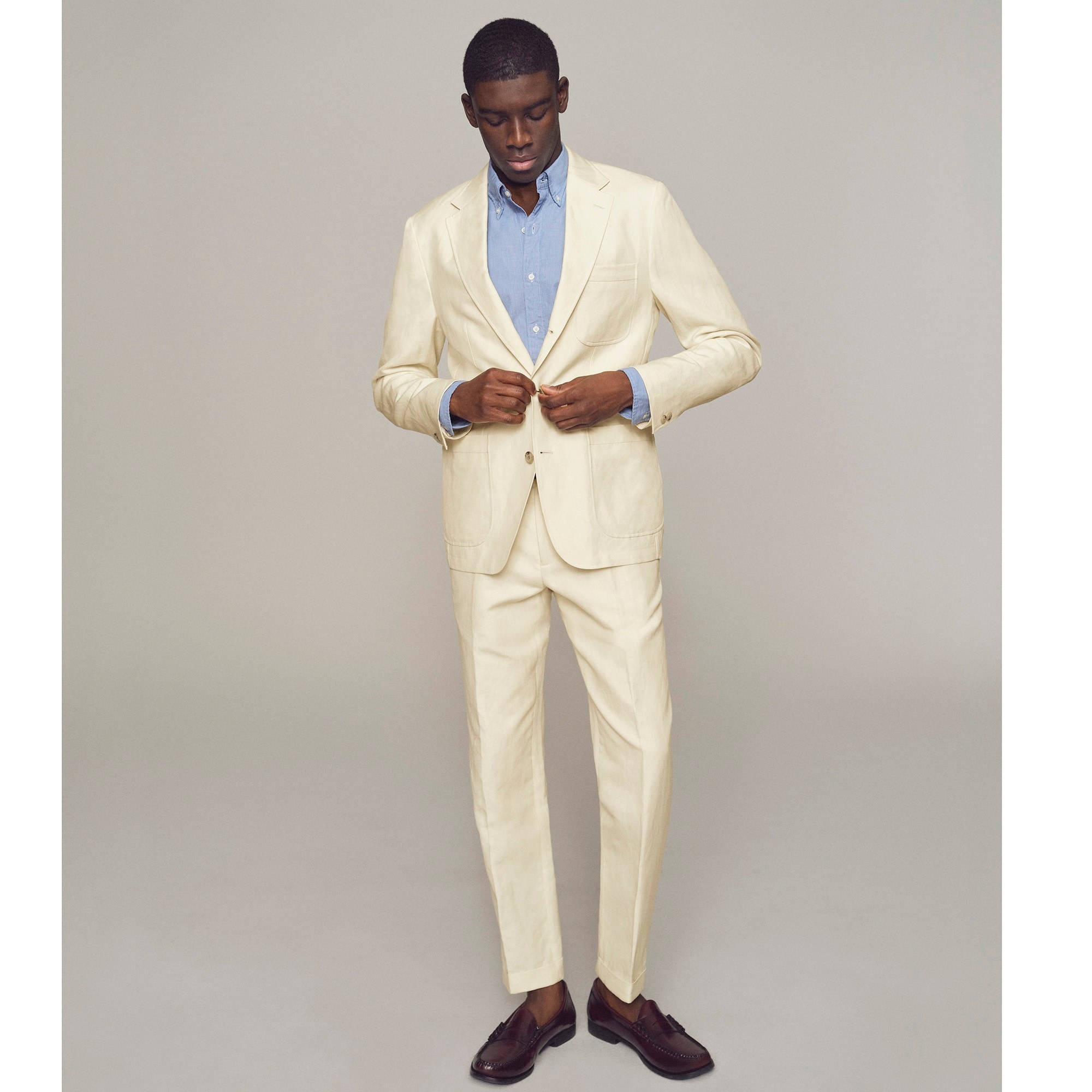 Crosby Classic-fit suit jacket in Italian linen-cotton blend