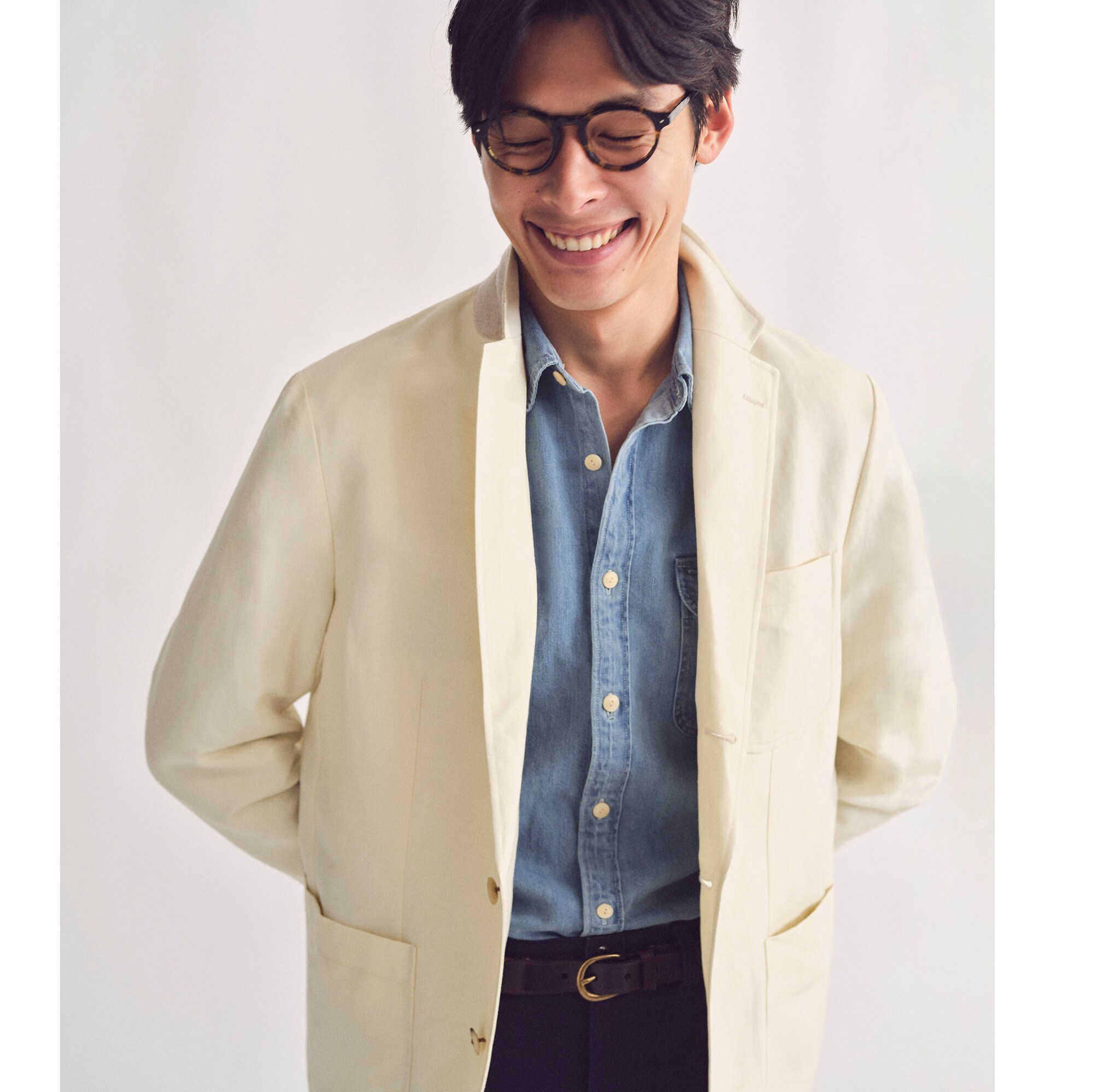 Crosby Classic-fit suit jacket in Italian linen-cotton blend