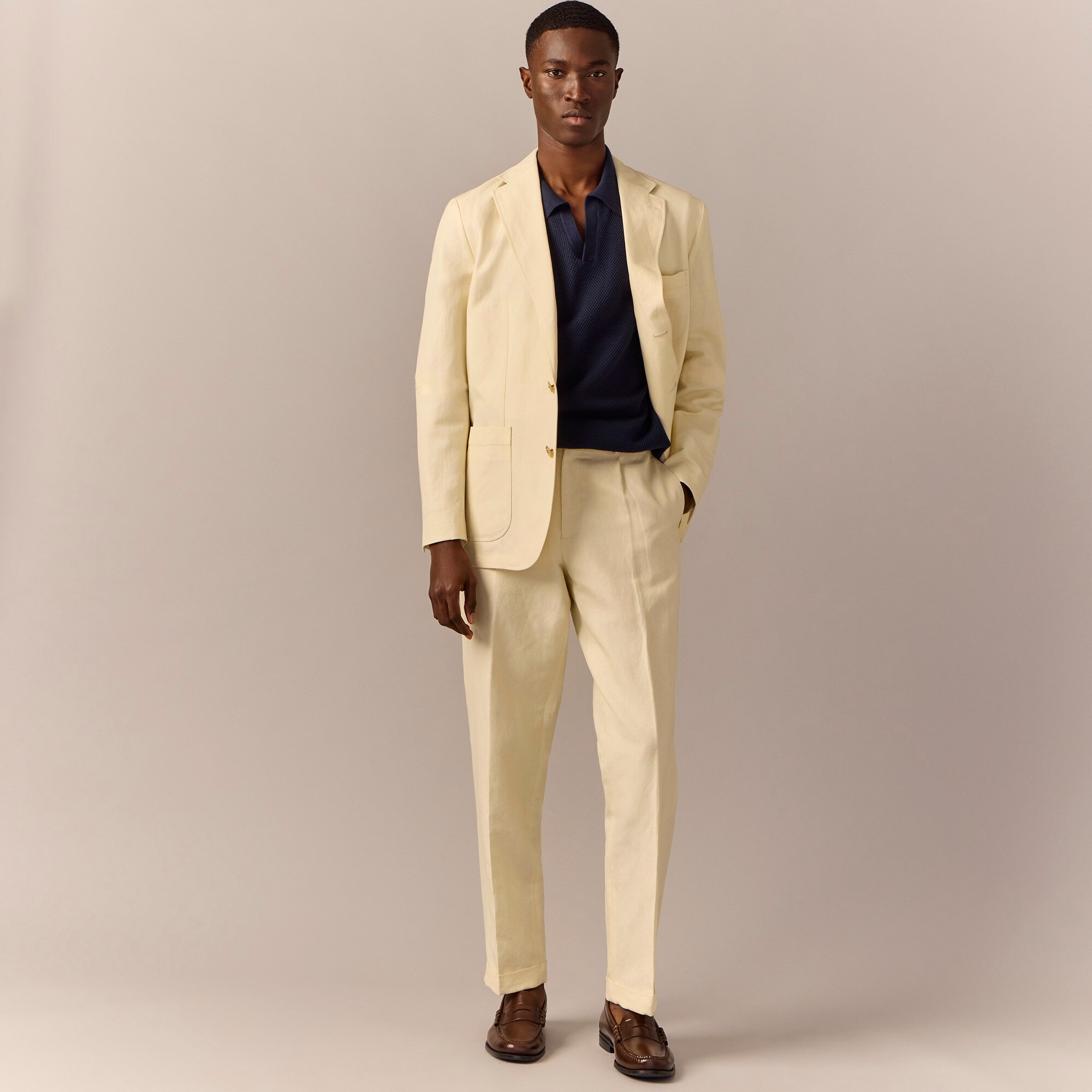  Crosby Classic-fit suit jacket in Italian linen-cotton blend