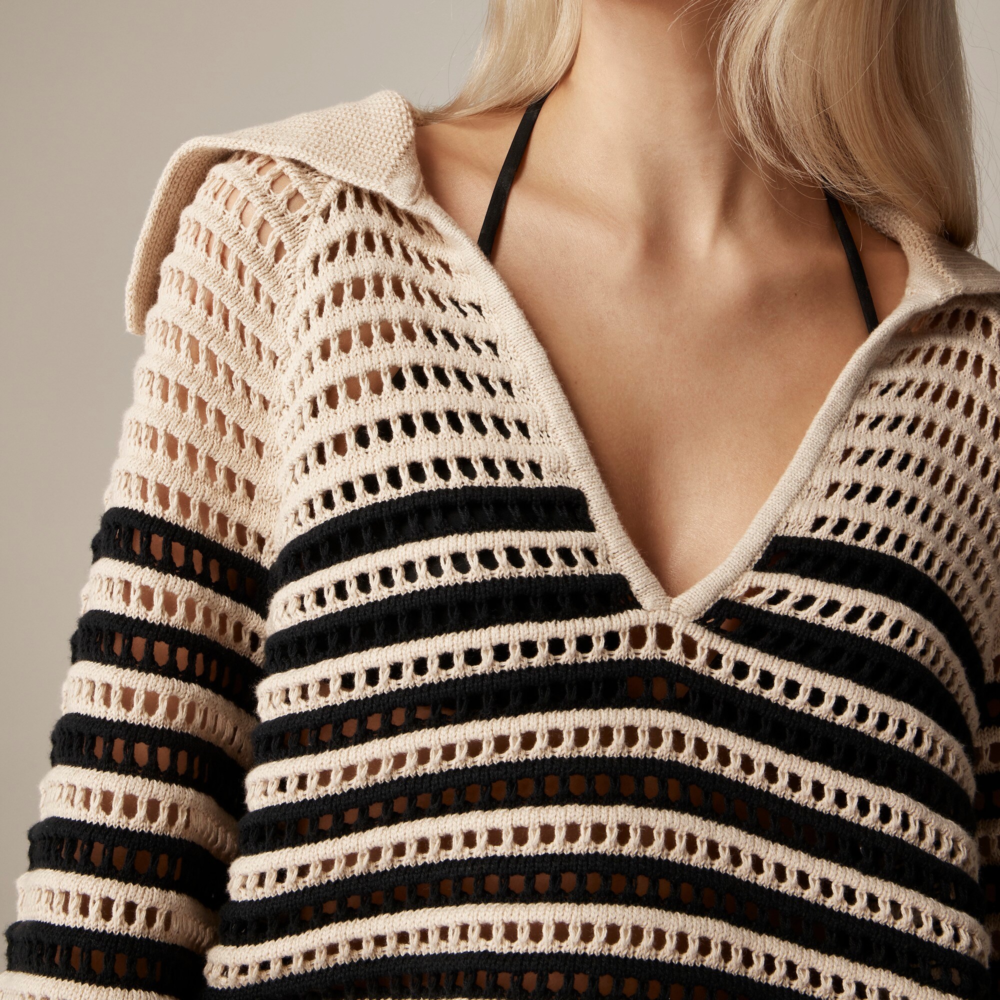 Crochet Sailor-collar Sweater In Stripe For Women | J.Crew
