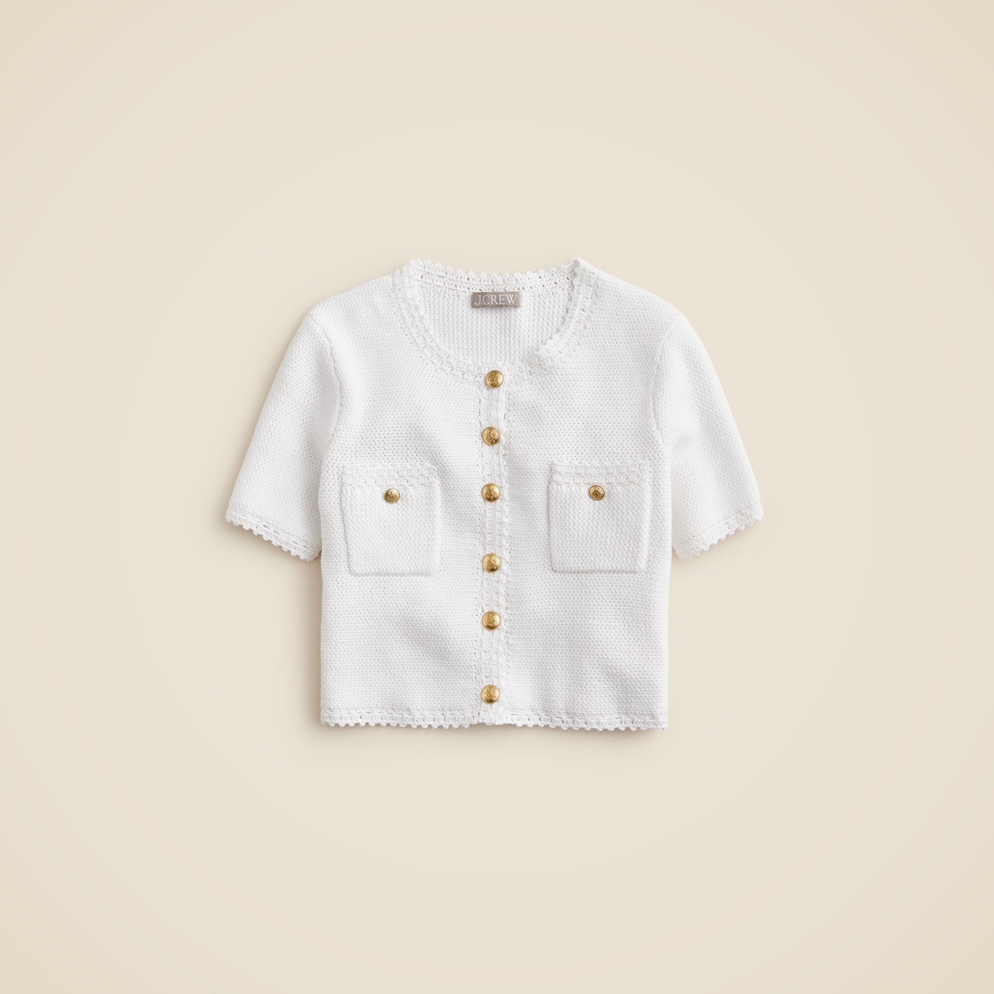 ★GENERAL IDEA★ WOMAN Airy Knit Short Sleeve Jacket [WHITE] J.Crew: Short-sleeve Sweater Lady Jacket For Women