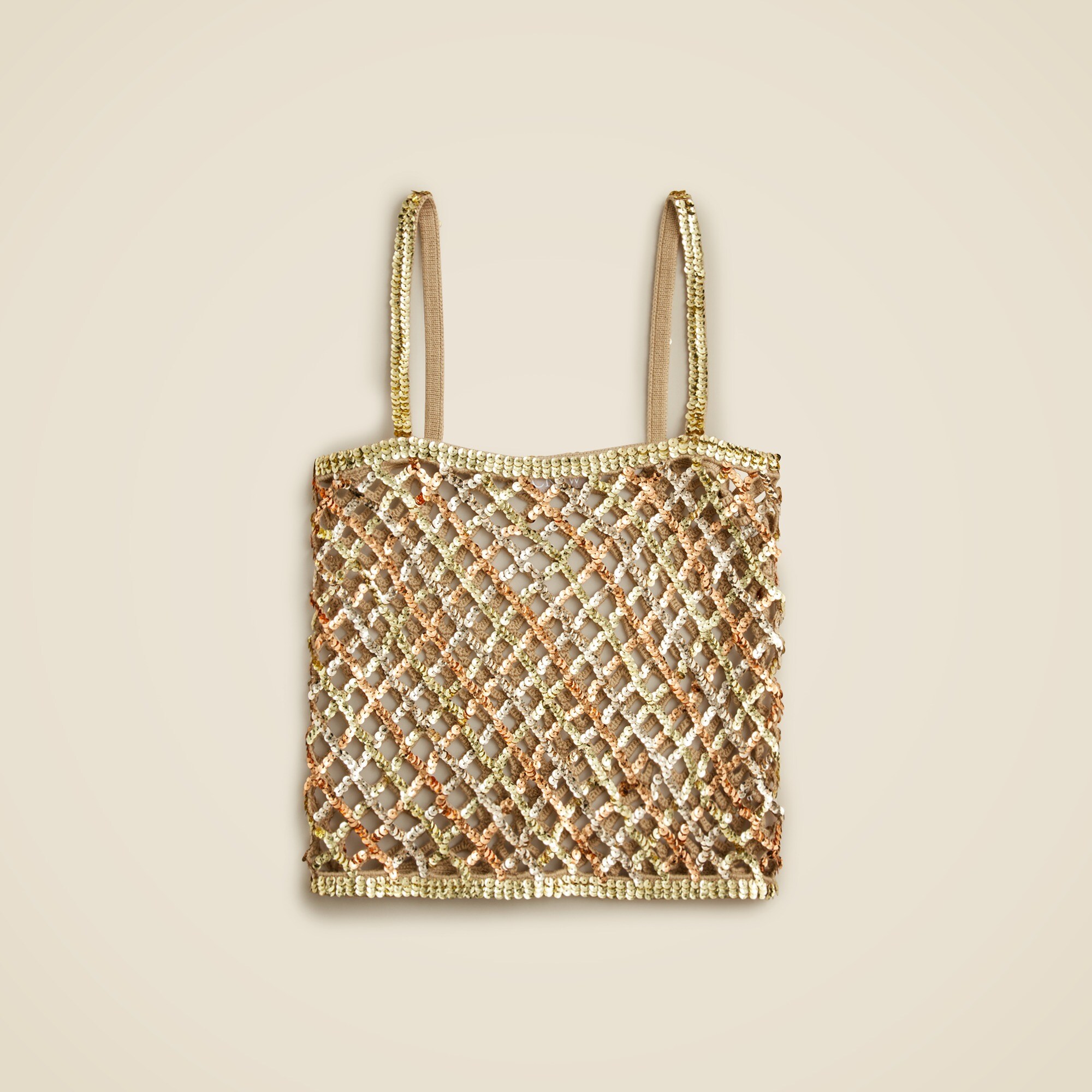 Sequin pointelle tank top