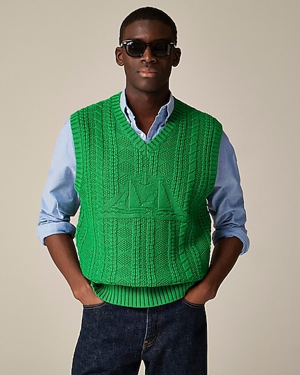 j.crew: cotton sweater-vest with sailboat motif for men