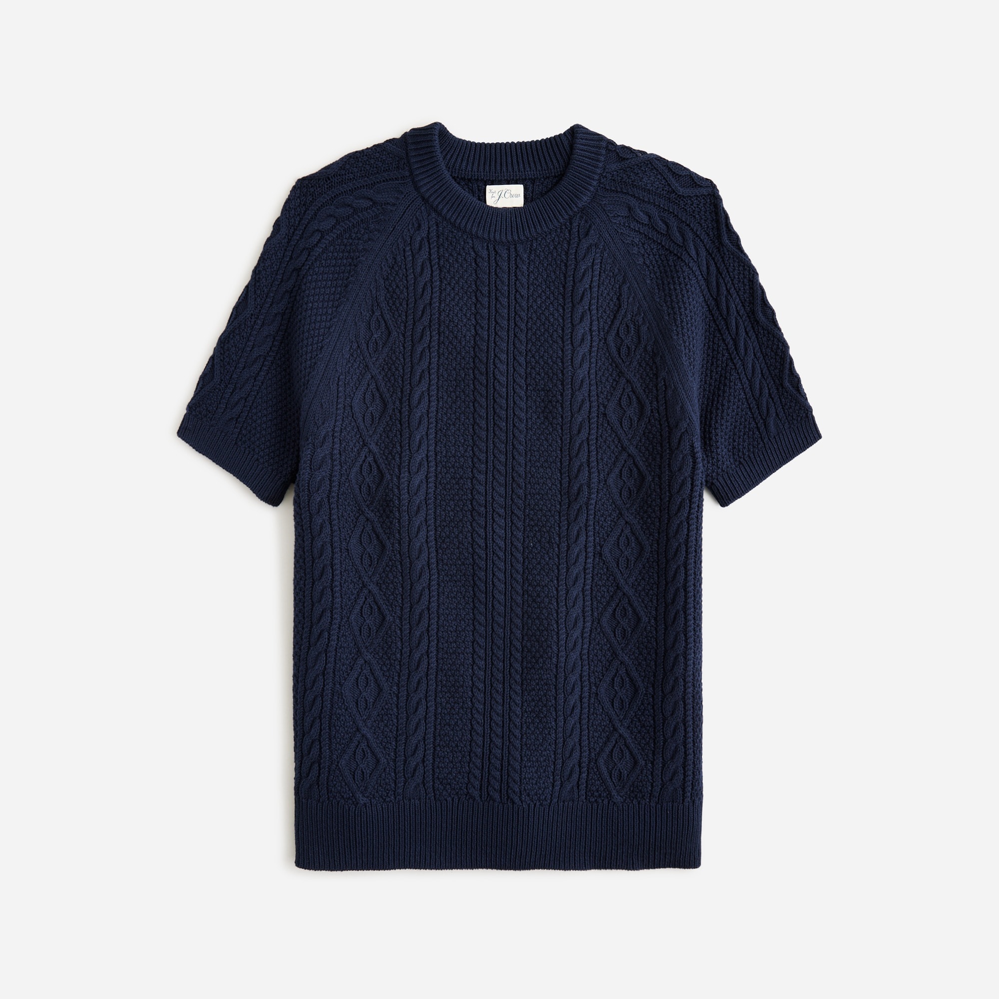 mens Short-sleeve cotton cable-knit sweater