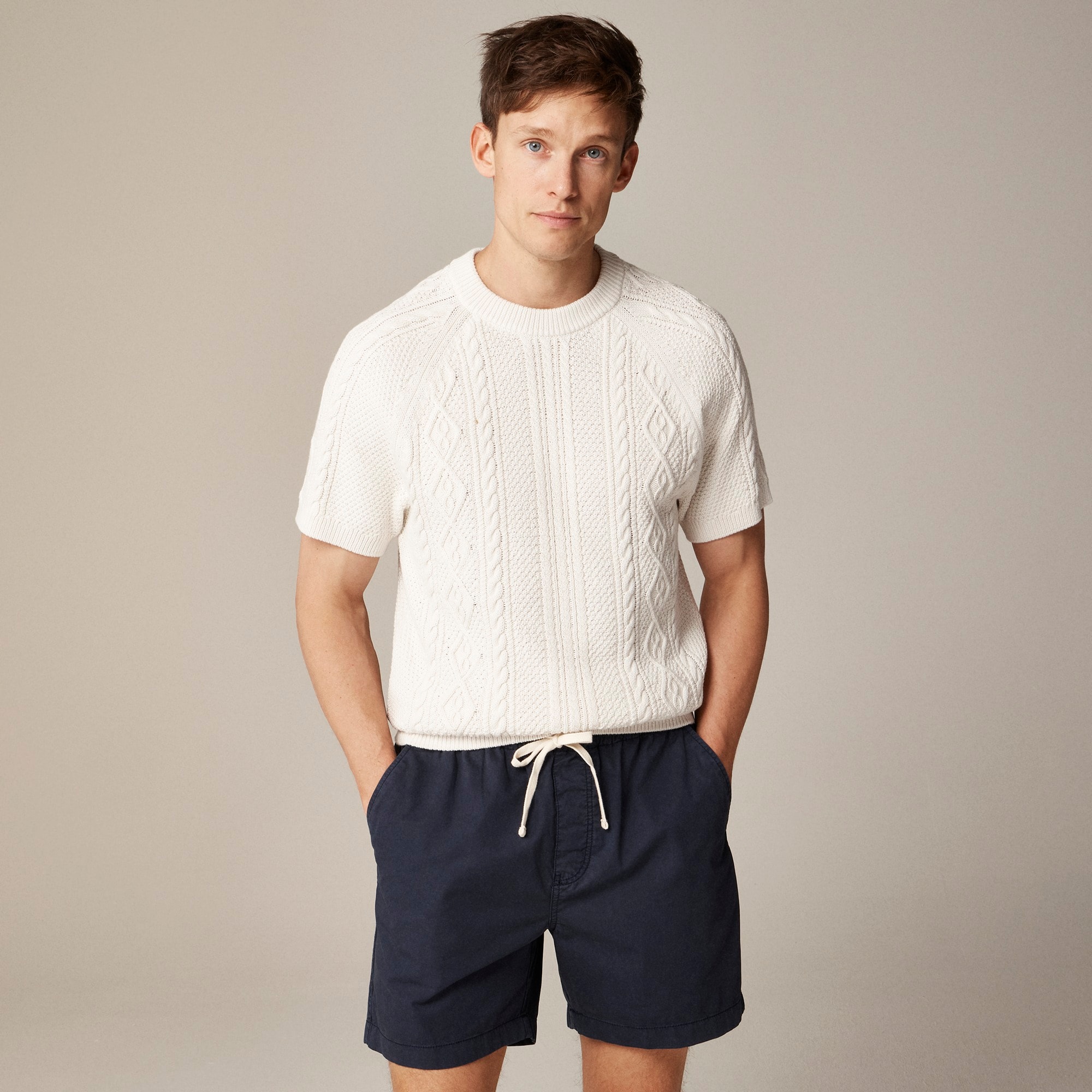 j.crew: short-sleeve cotton cable-knit sweater for men