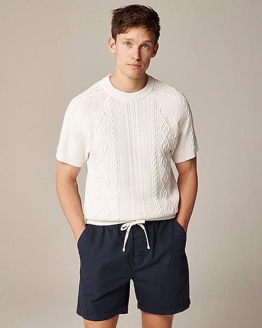 mens Short-sleeve cotton cable-knit sweater