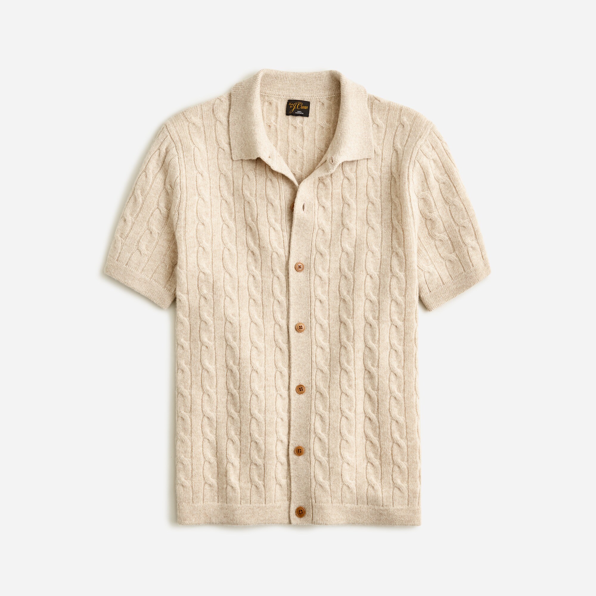 Short-sleeve Cashmere Cable-knit Cardigan Sweater-polo For Men | J