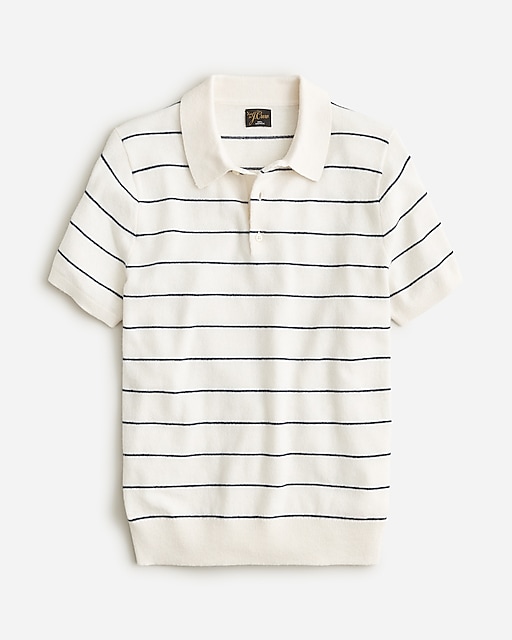 mens Short-sleeve cashmere sweater-polo in stripe
