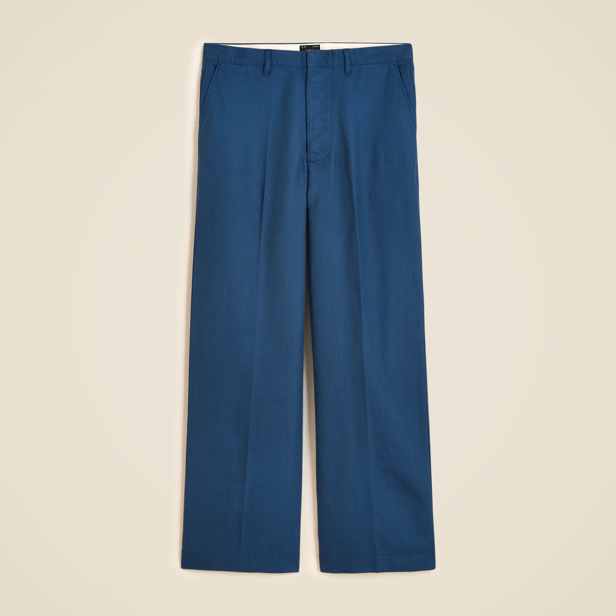 Creased summer trouser in cotton-linen blend