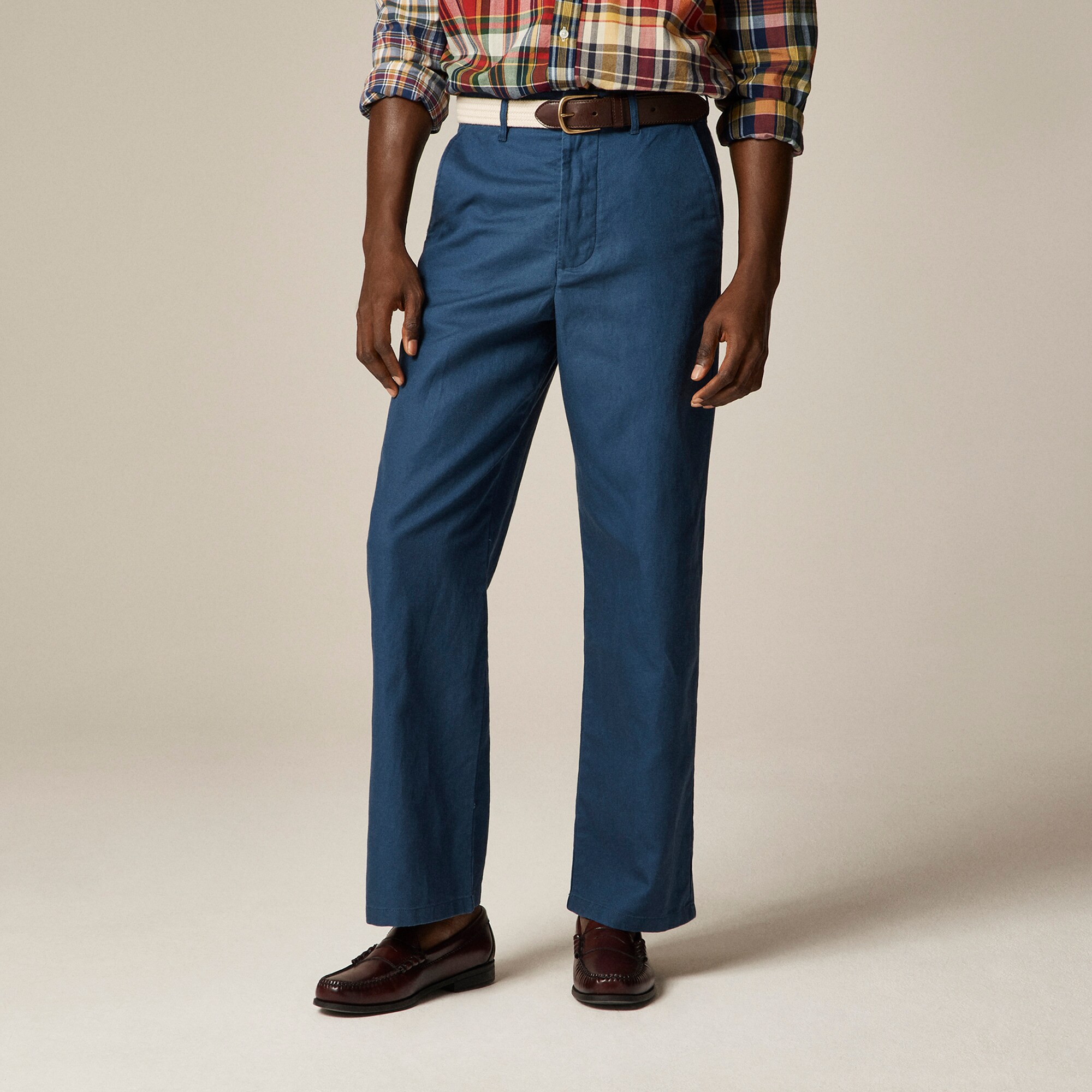 Creased summer trouser in cotton-linen blend