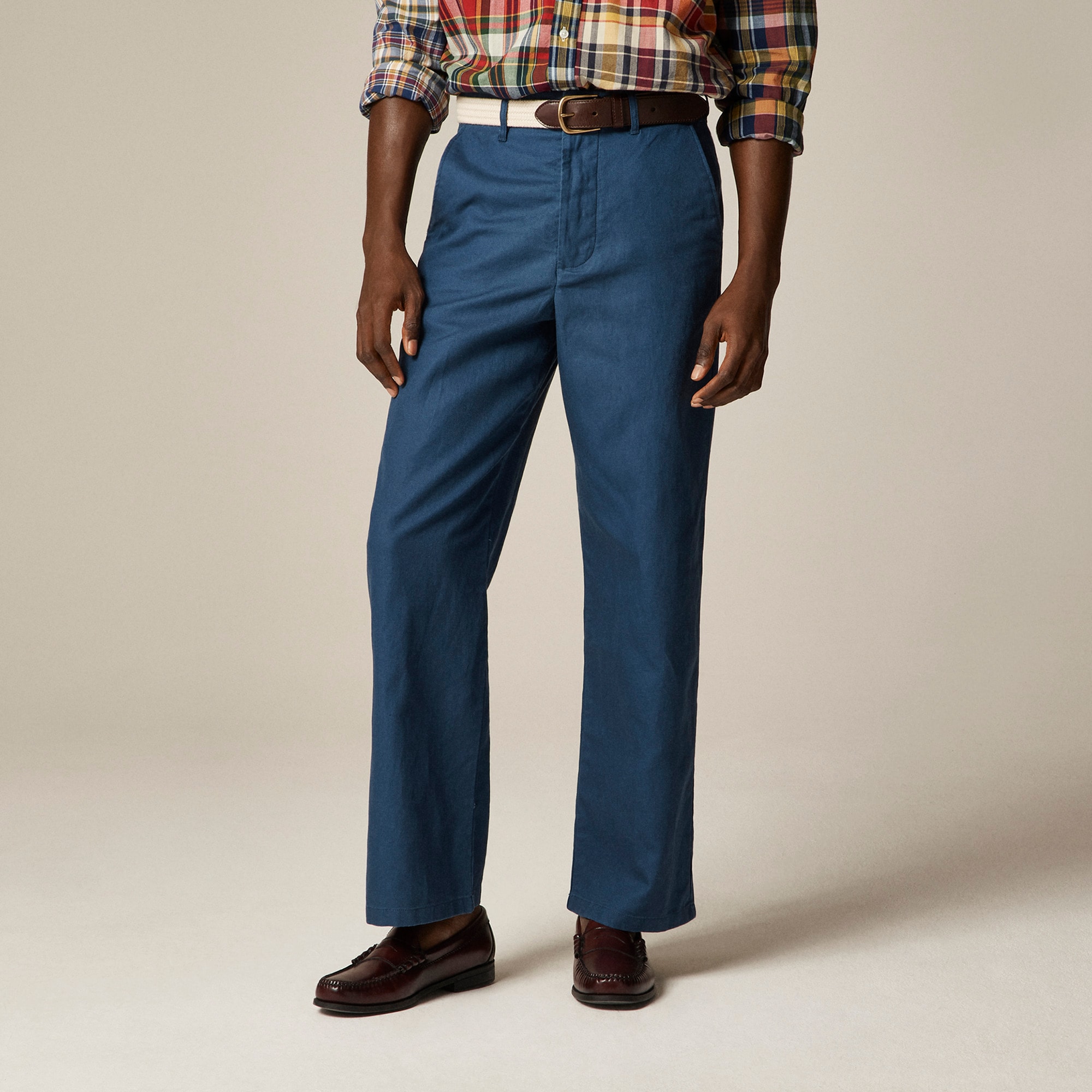 mens Creased summer trouser in cotton-linen blend