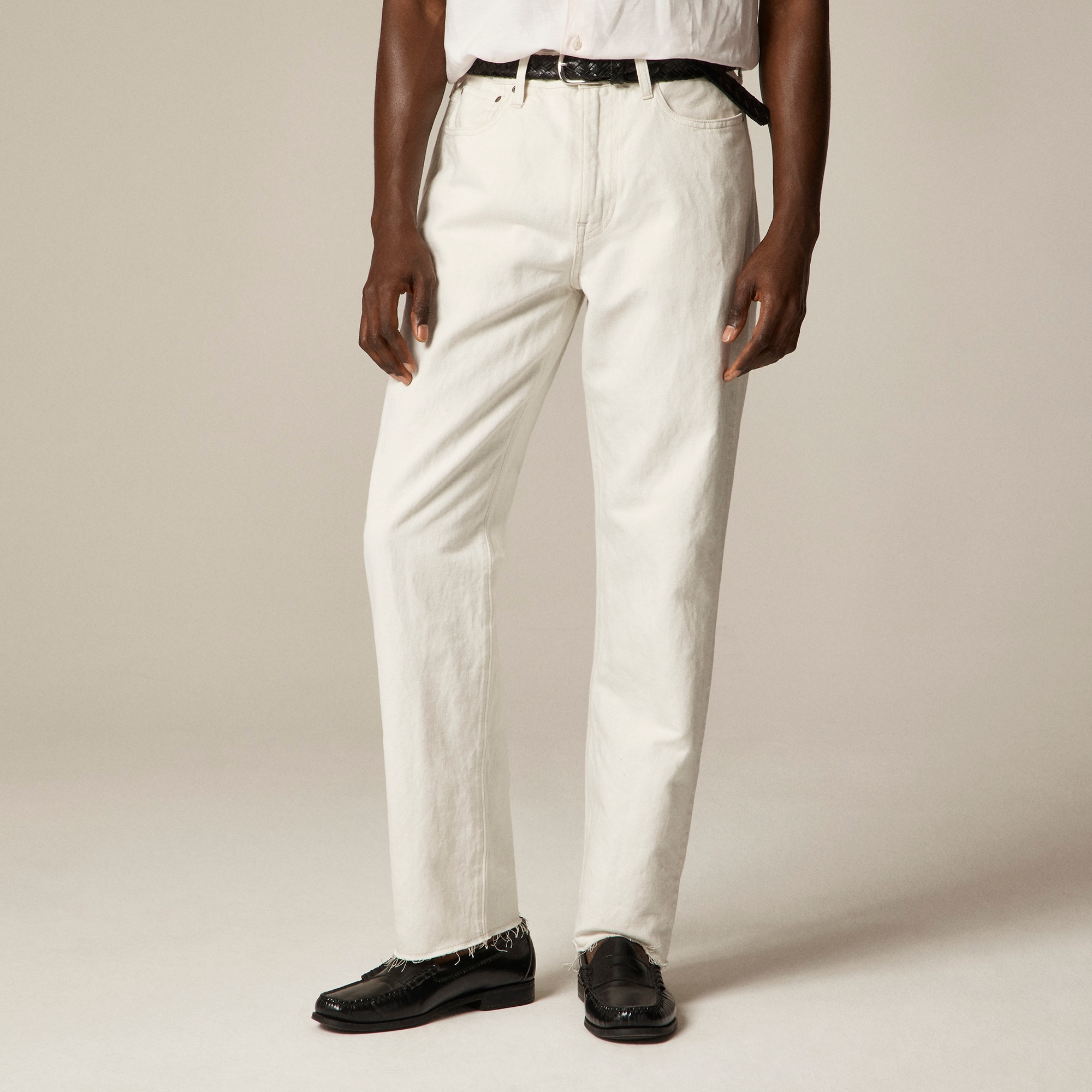 mens Creased summer trouser in cotton-linen blend