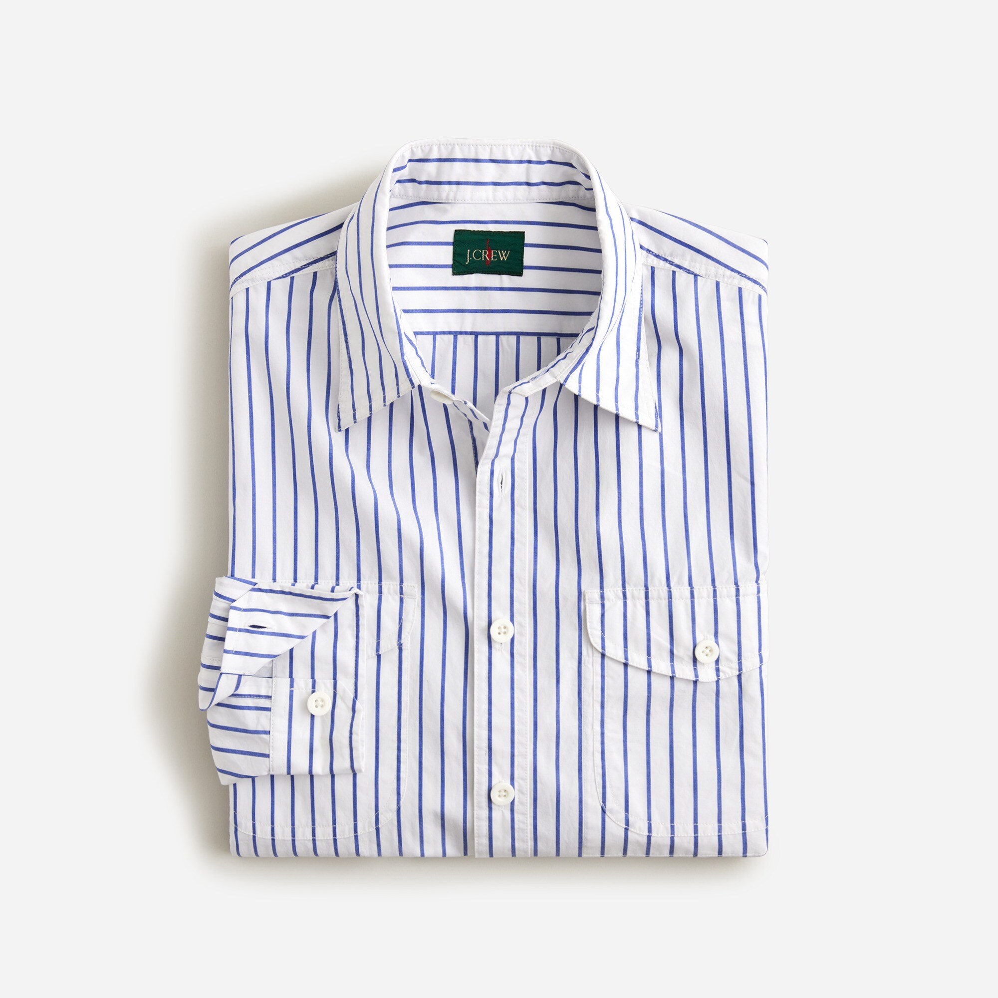 mens Lightweight cotton two-pocket workshirt in stripe