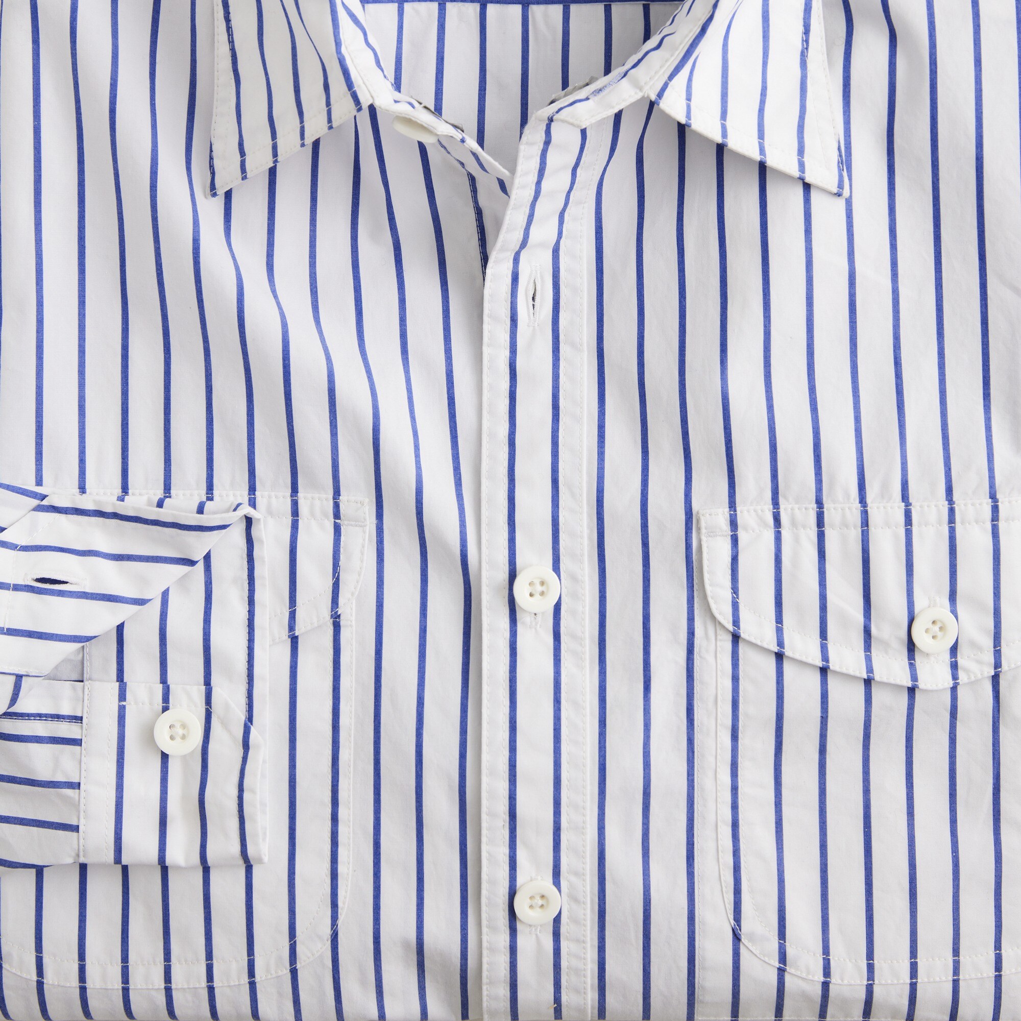 Lightweight cotton two-pocket workshirt in stripe