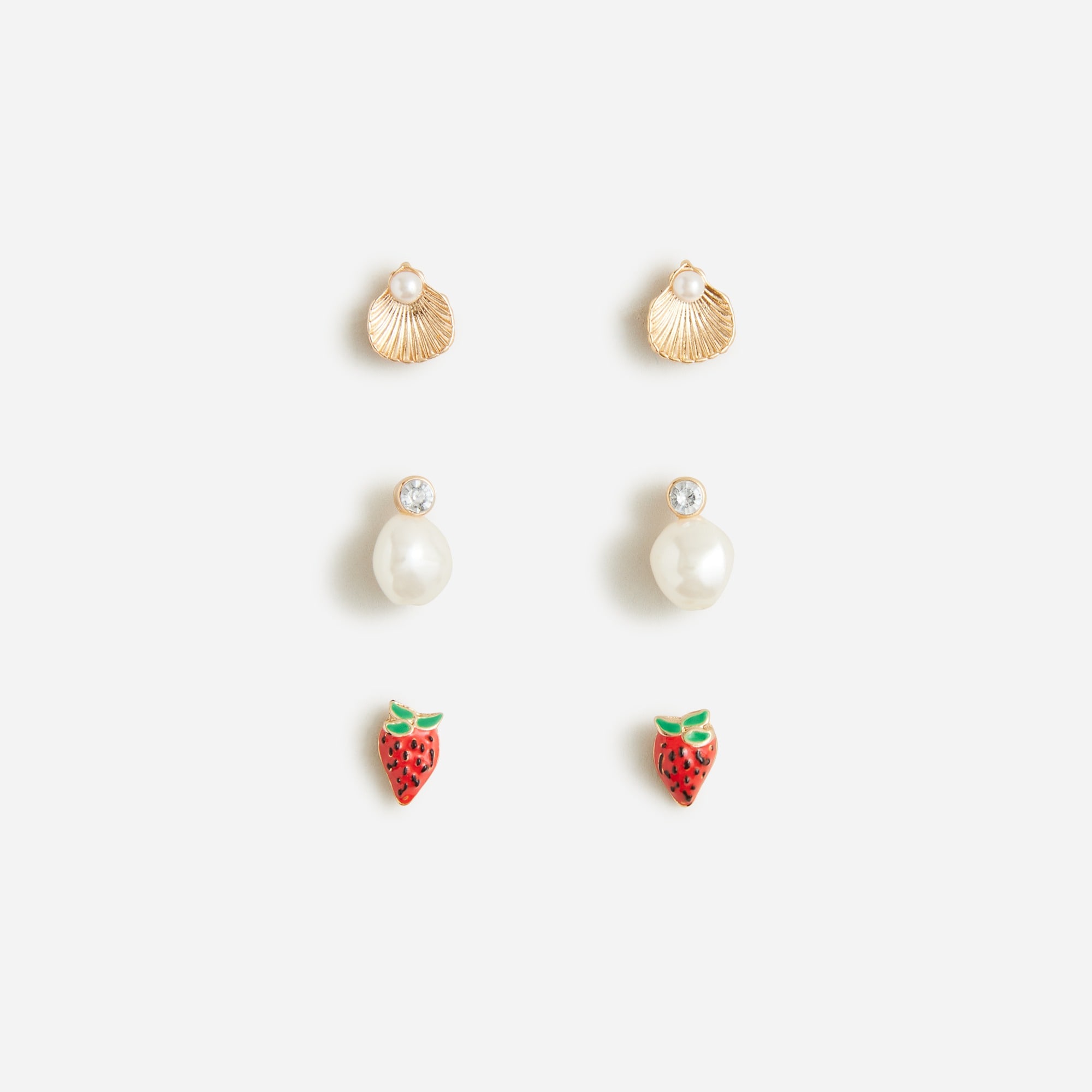  Girls' fruit and pearl earrings pack