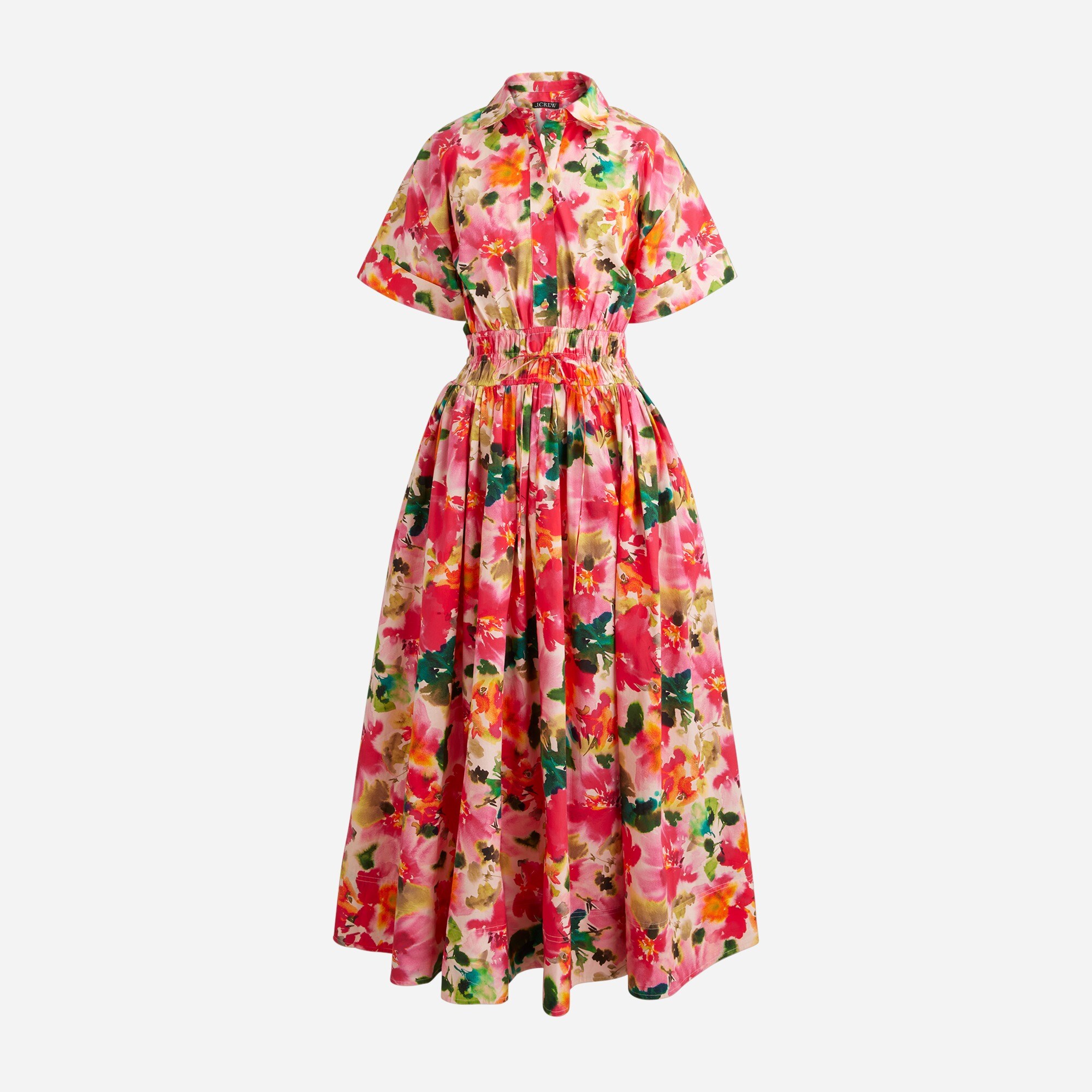 floral cotton shirt dress Belted floral-print cotton-poplin maxi shirt dress - multi