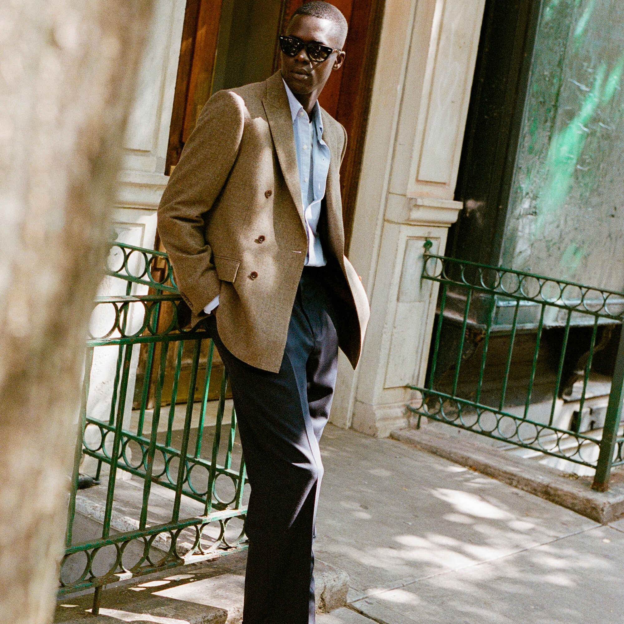 Kenmare Relaxed-fit double-breasted suit jacket in merino wool