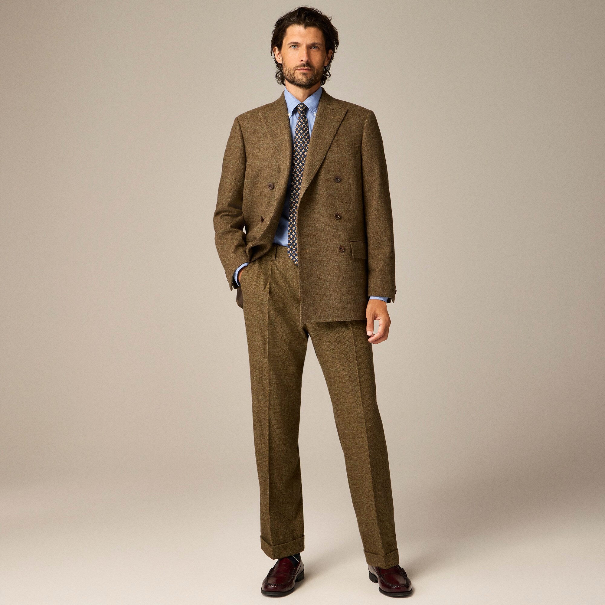 Kenmare Relaxed-fit double-breasted suit jacket in merino wool
