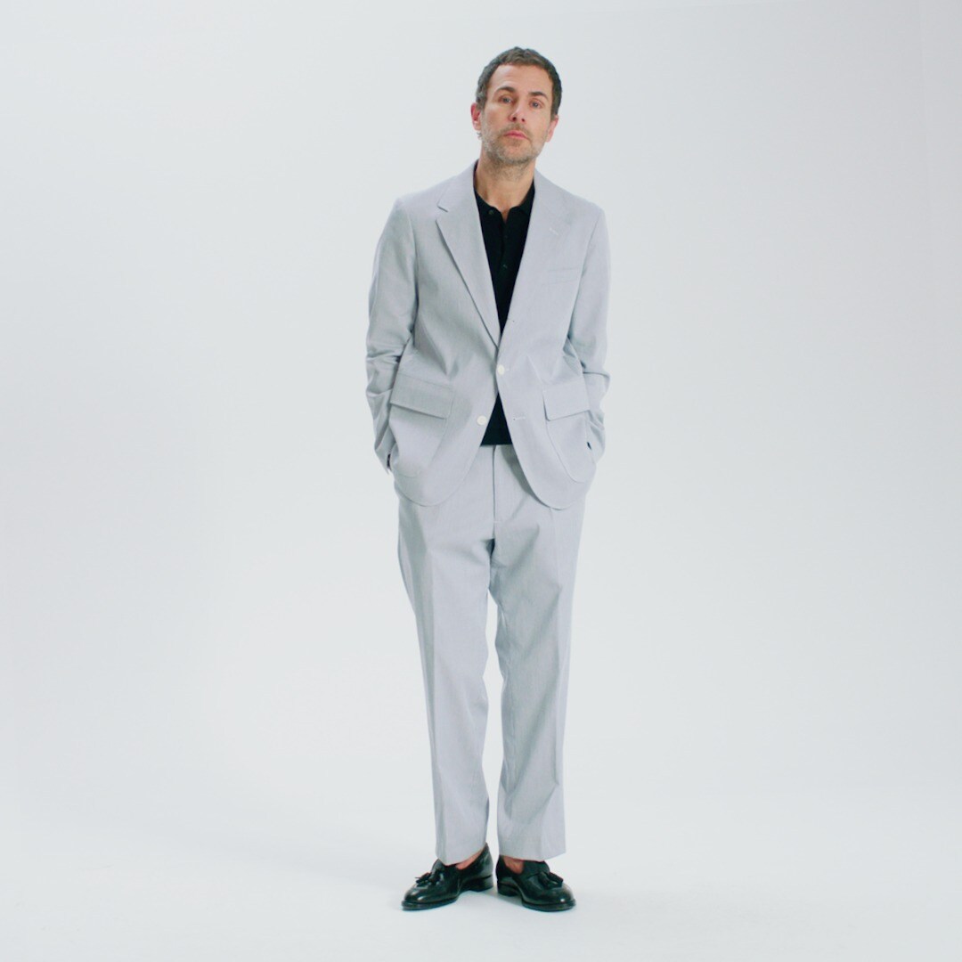 Kenmare Relaxed-fit double-breasted suit jacket in merino wool