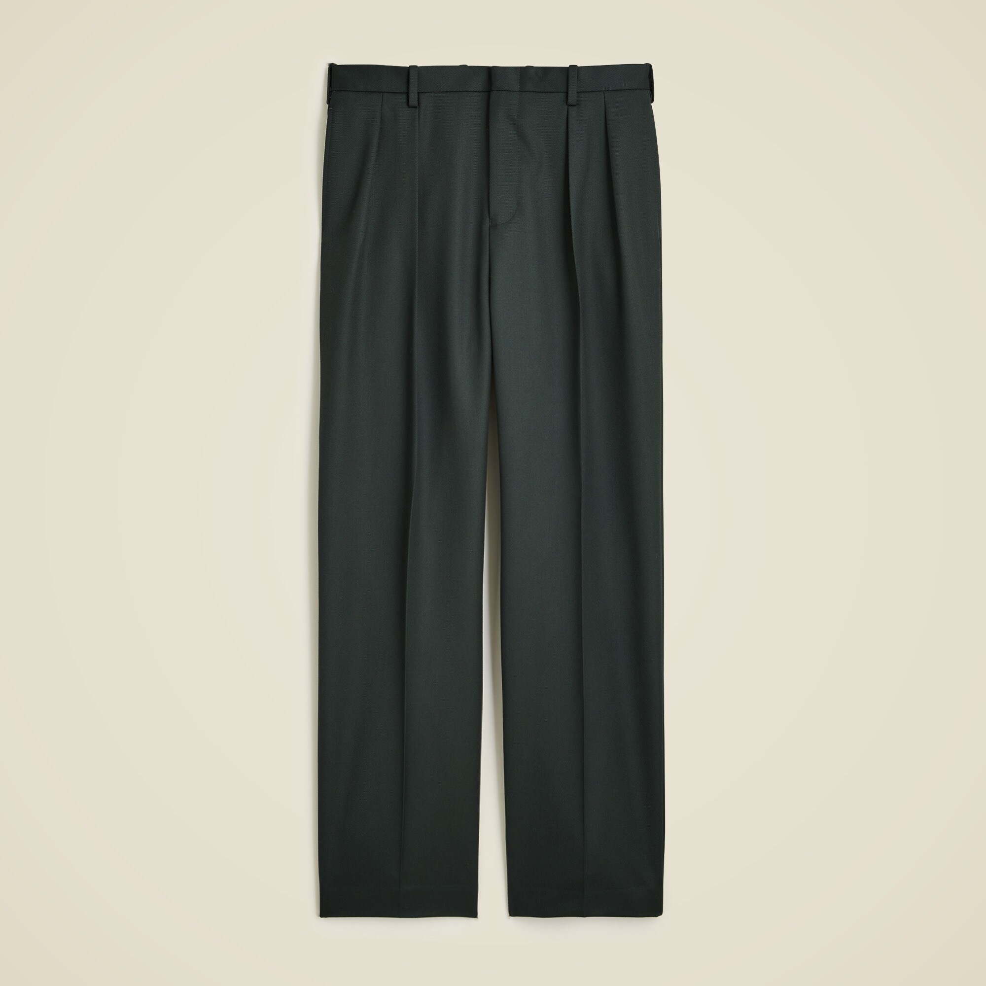 Relaxed-fit double-pleated trouser in Italian wool cavalry twill