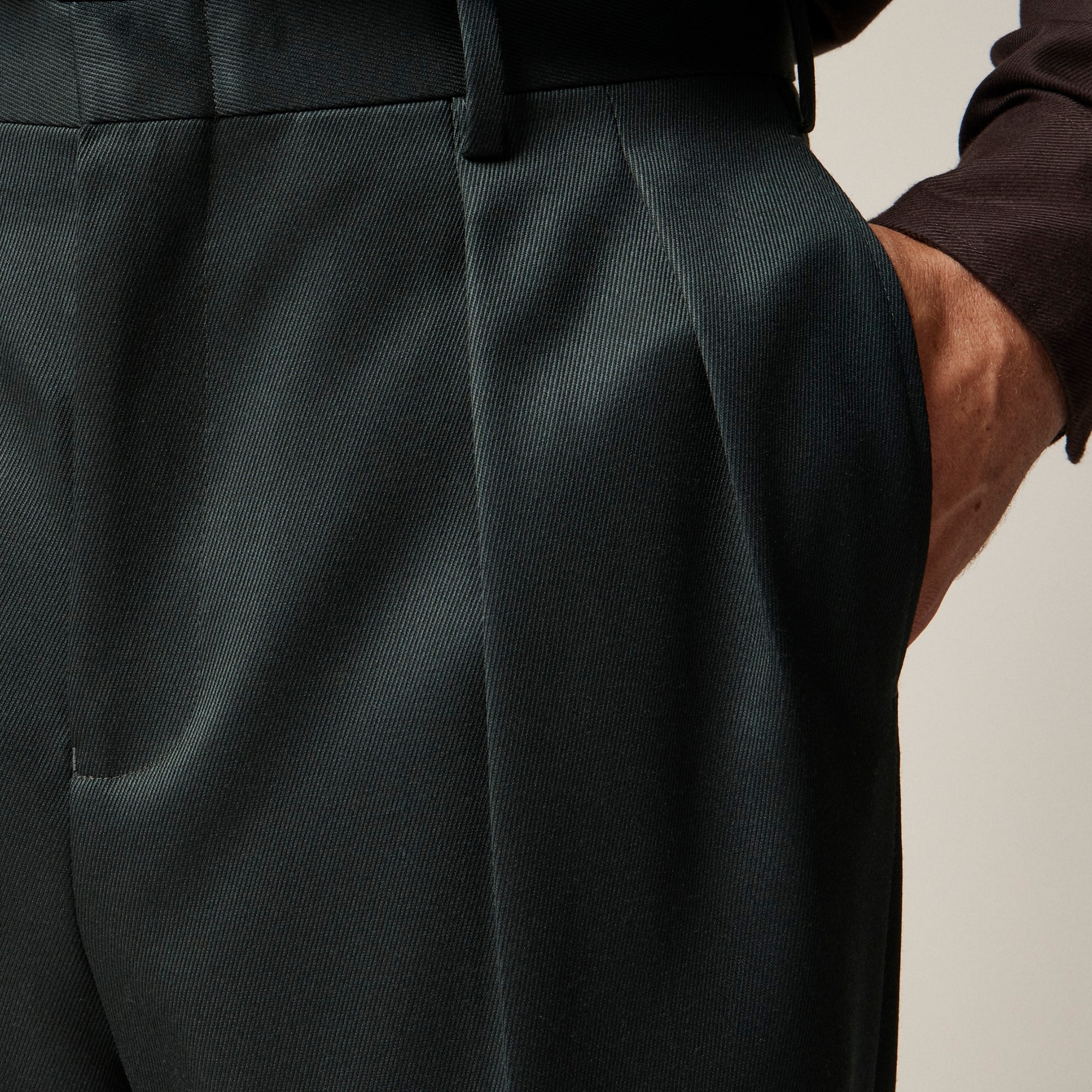 Relaxed-fit Double-pleated Trouser In Italian Wool Cavalry Twill