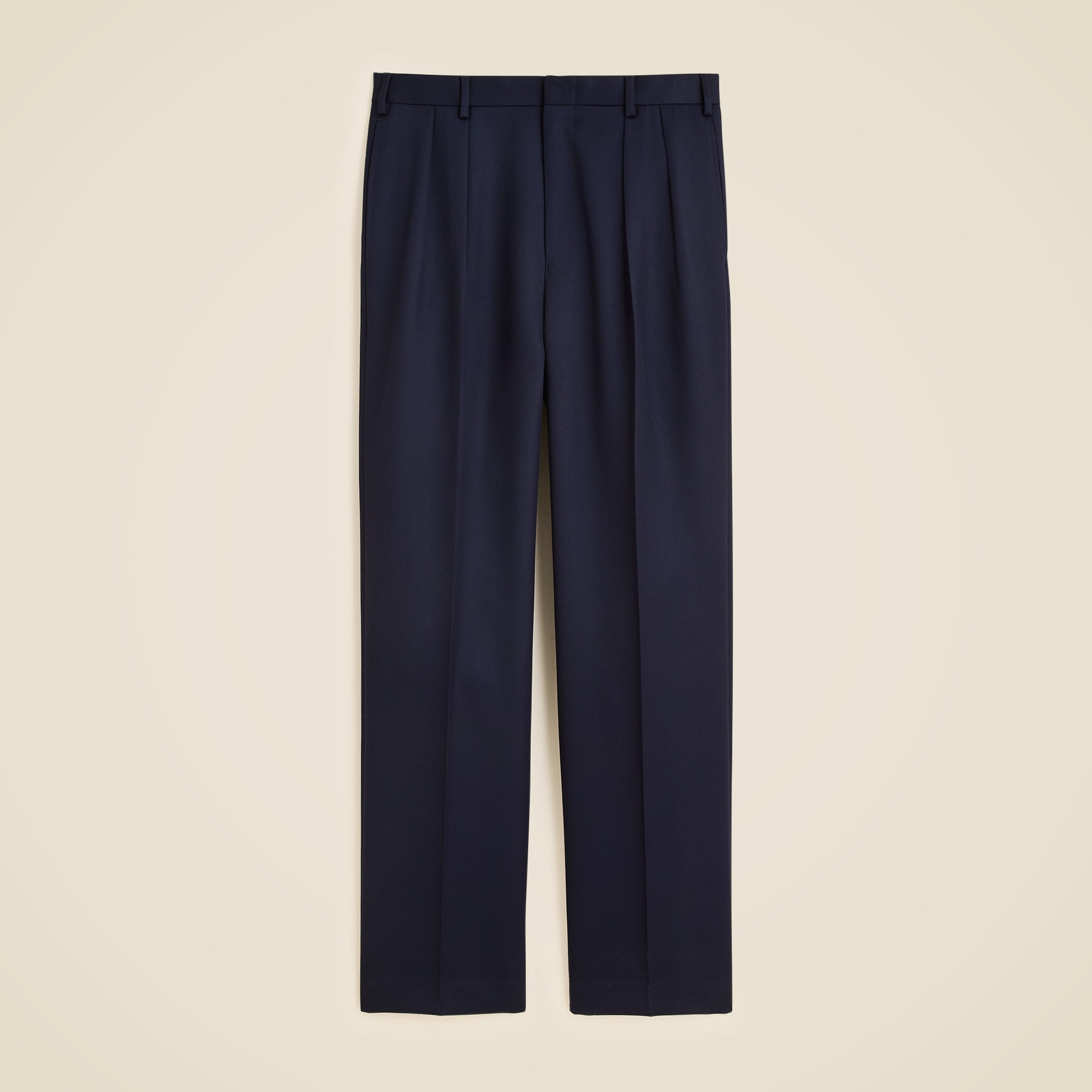 Relaxed-fit double-pleated trouser in Italian wool cavalry twill