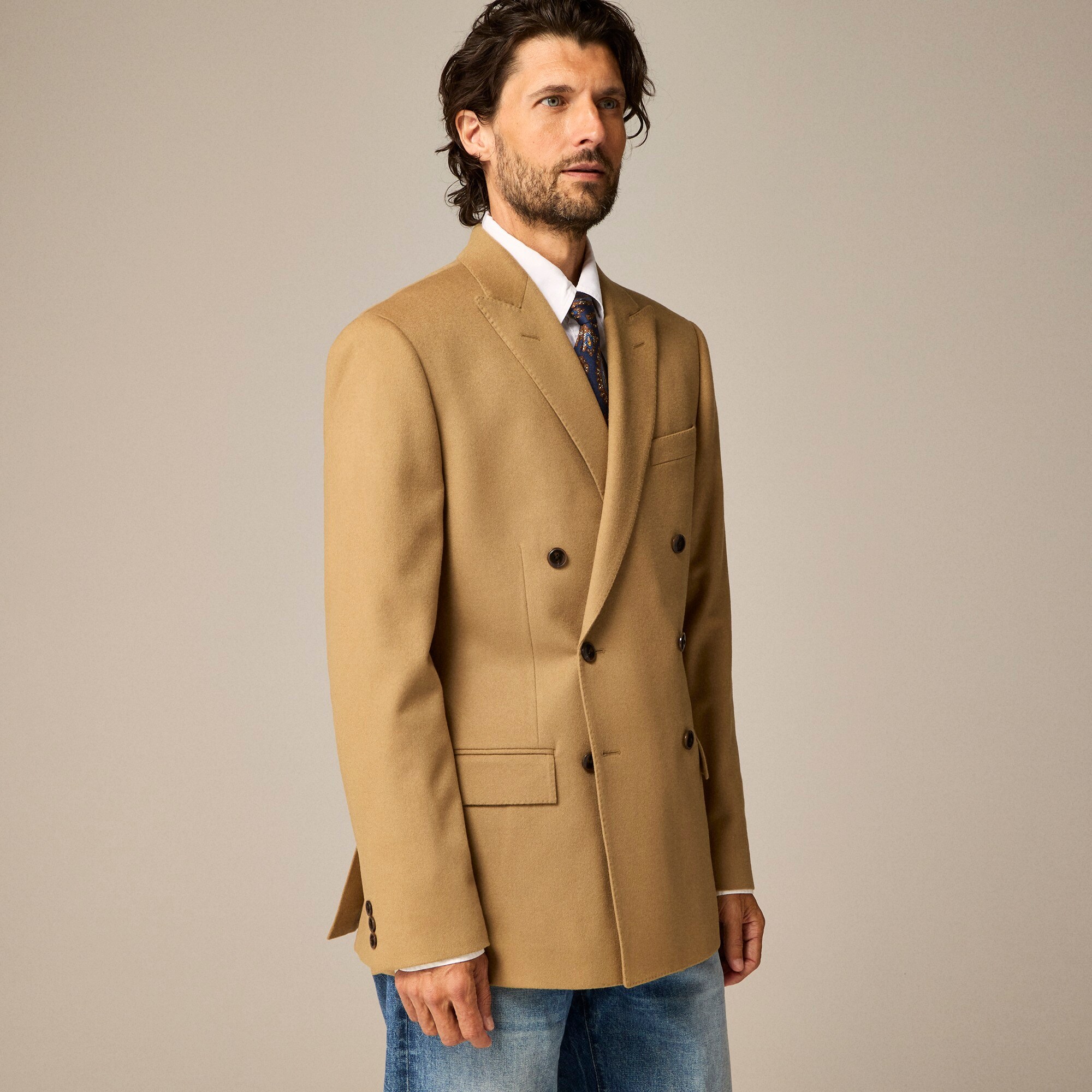 Ludlow Slim-fit Double-breasted Blazer In Italian Wool Doeskin For 
