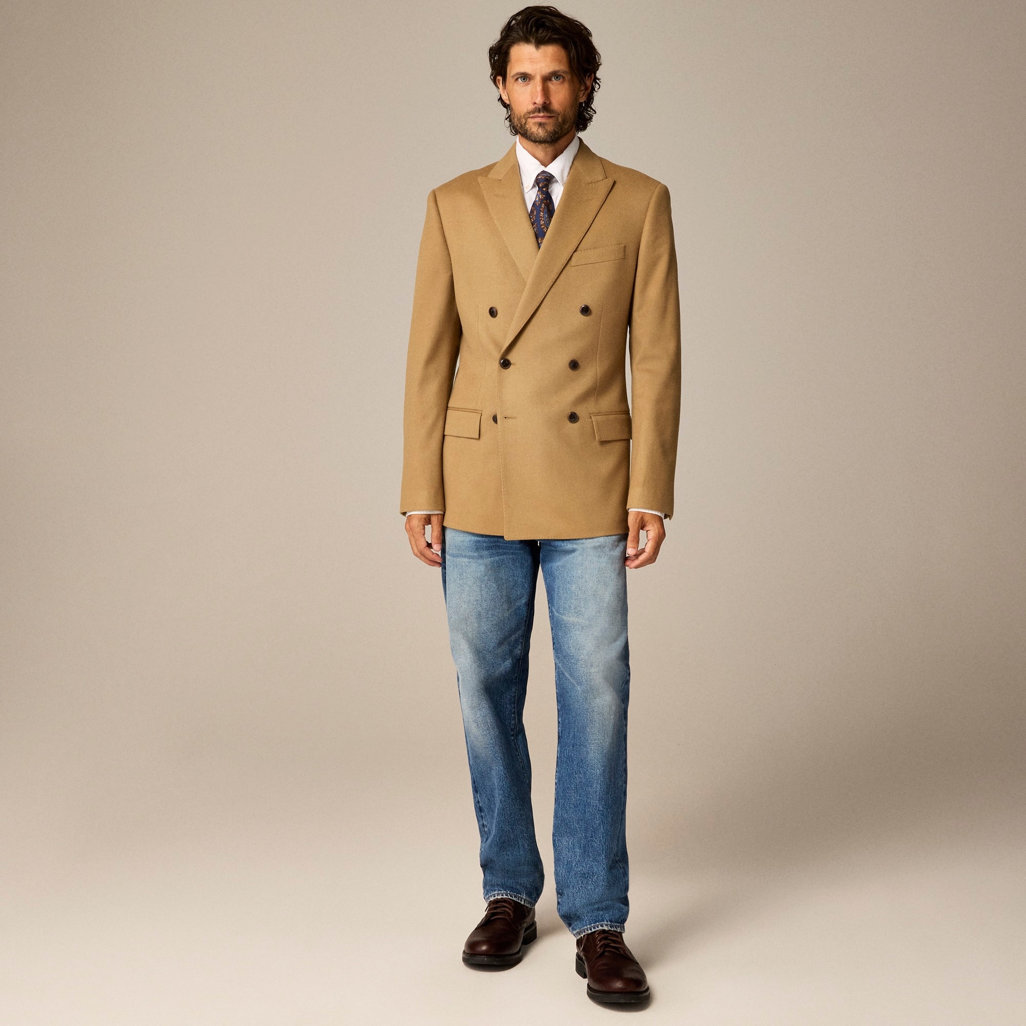 Ludlow Slim-fit Double-breasted Blazer In Italian Wool Doeskin For