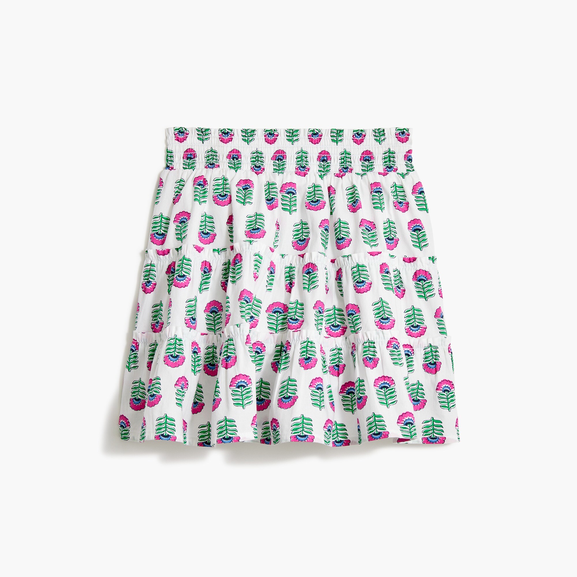 girls' block-print tiered skort for girls
