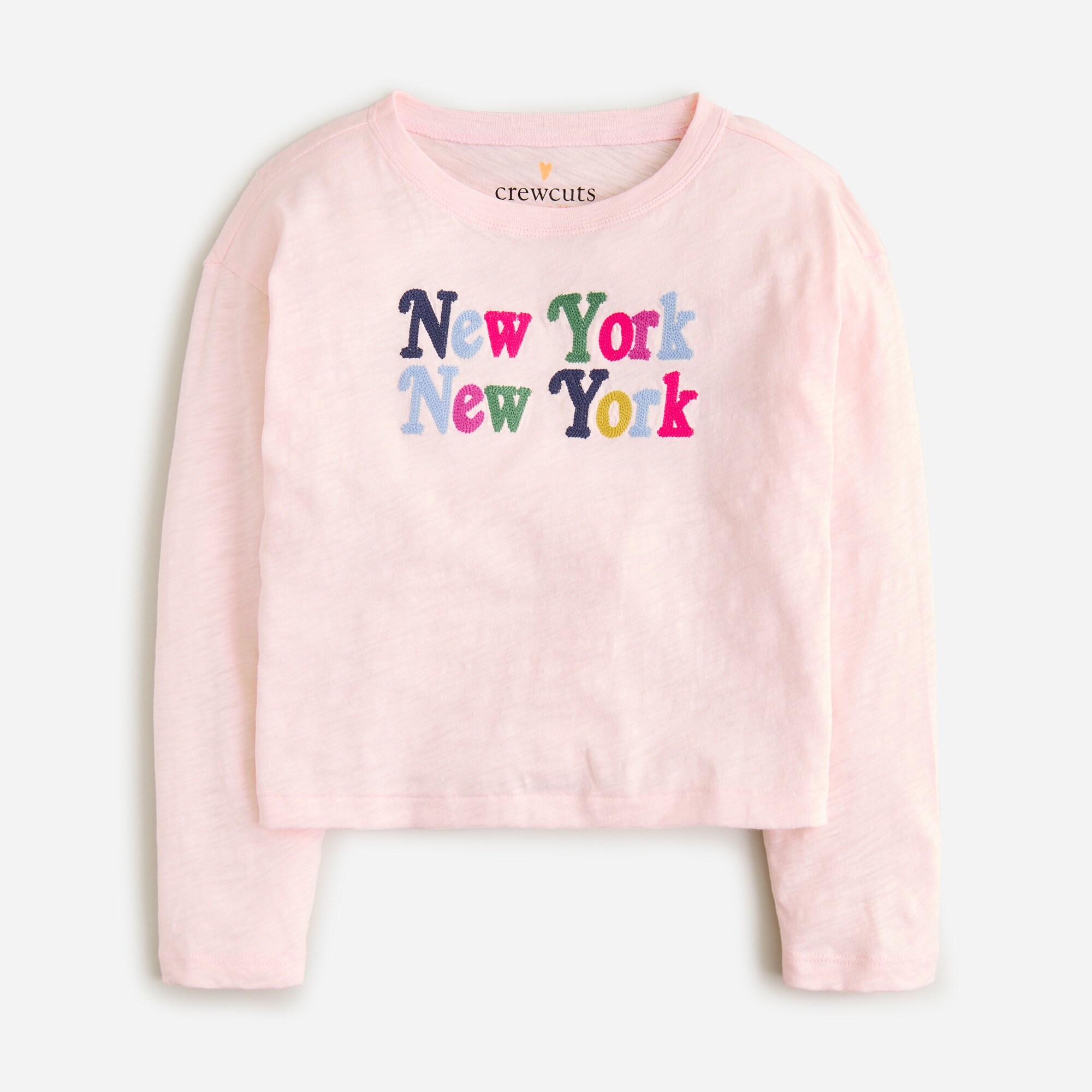  Girls' cropped New York graphic T-shirt with embroidery