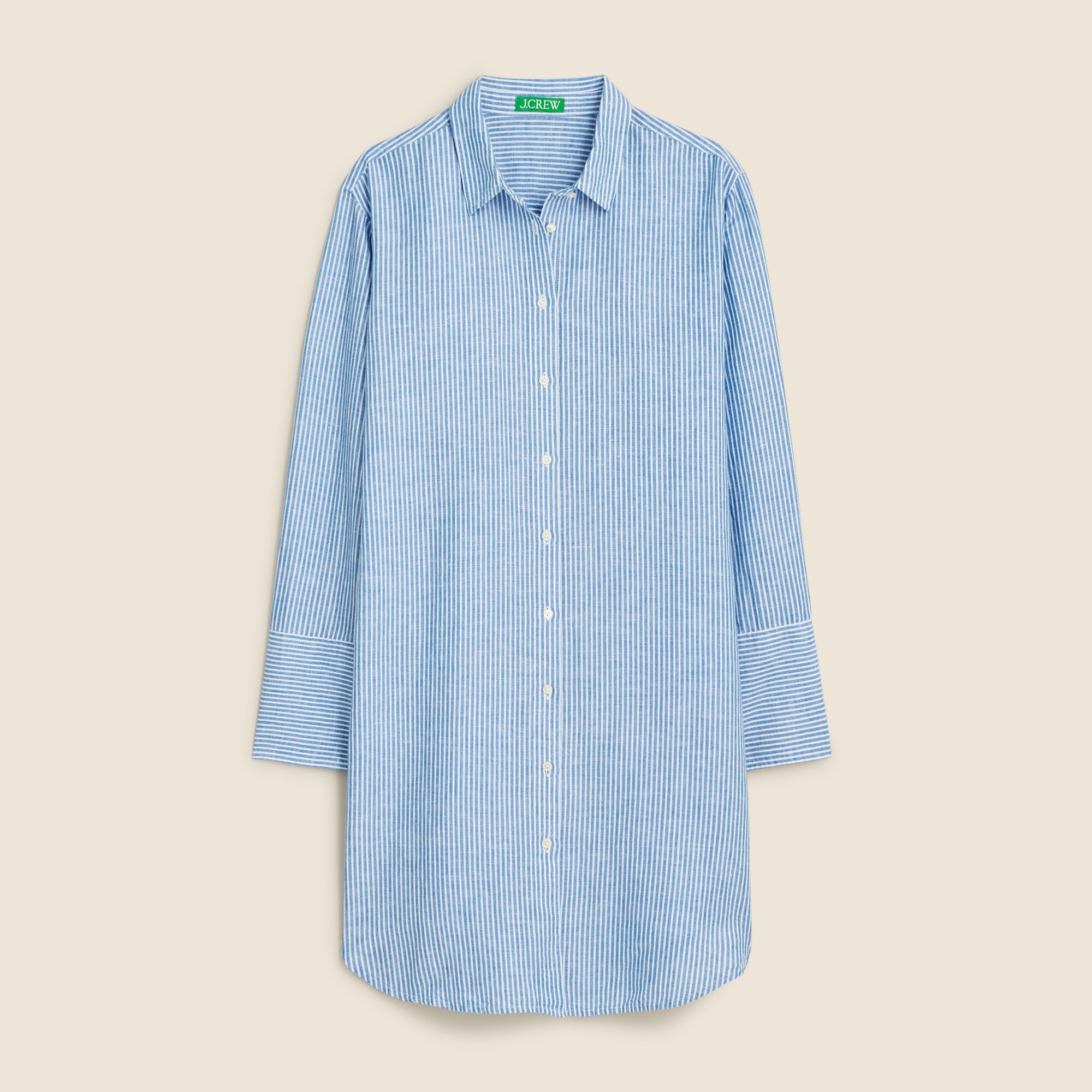 Relaxed-fit beach shirt in striped linen-cotton blend