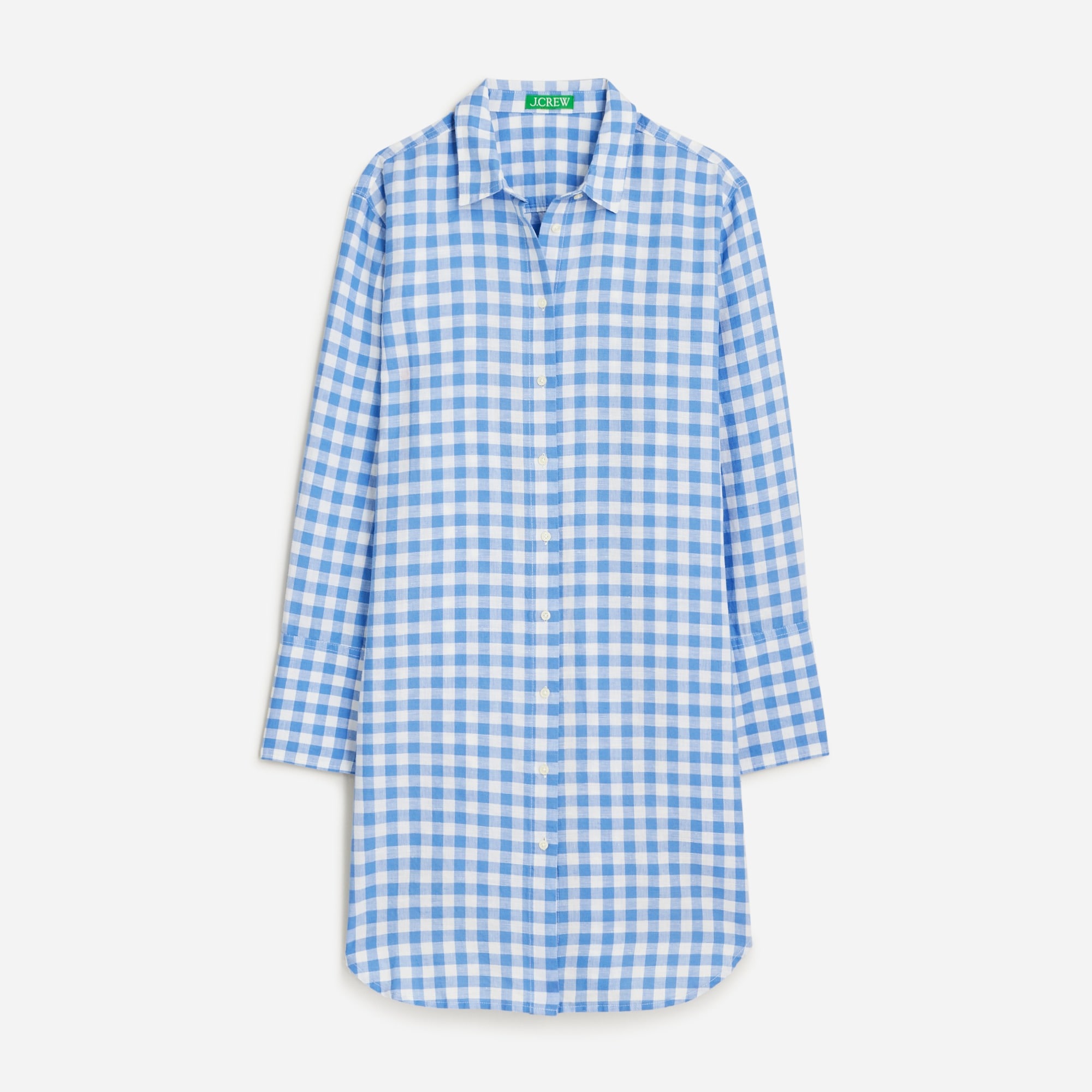  Linen-cotton blend beach shirt in gingham