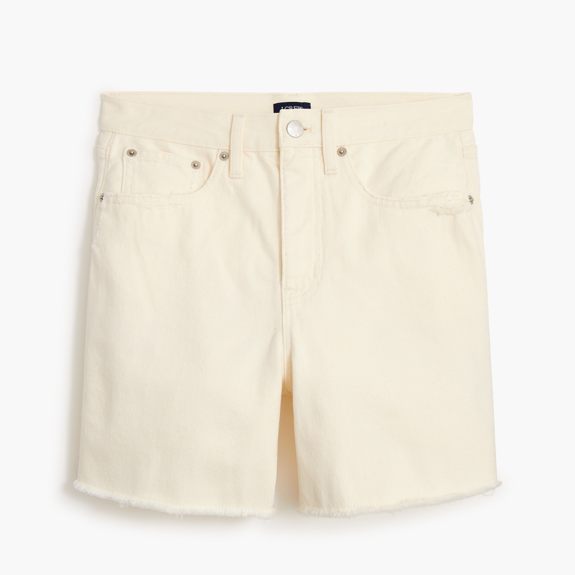ecru high-rise relaxed denim short for women