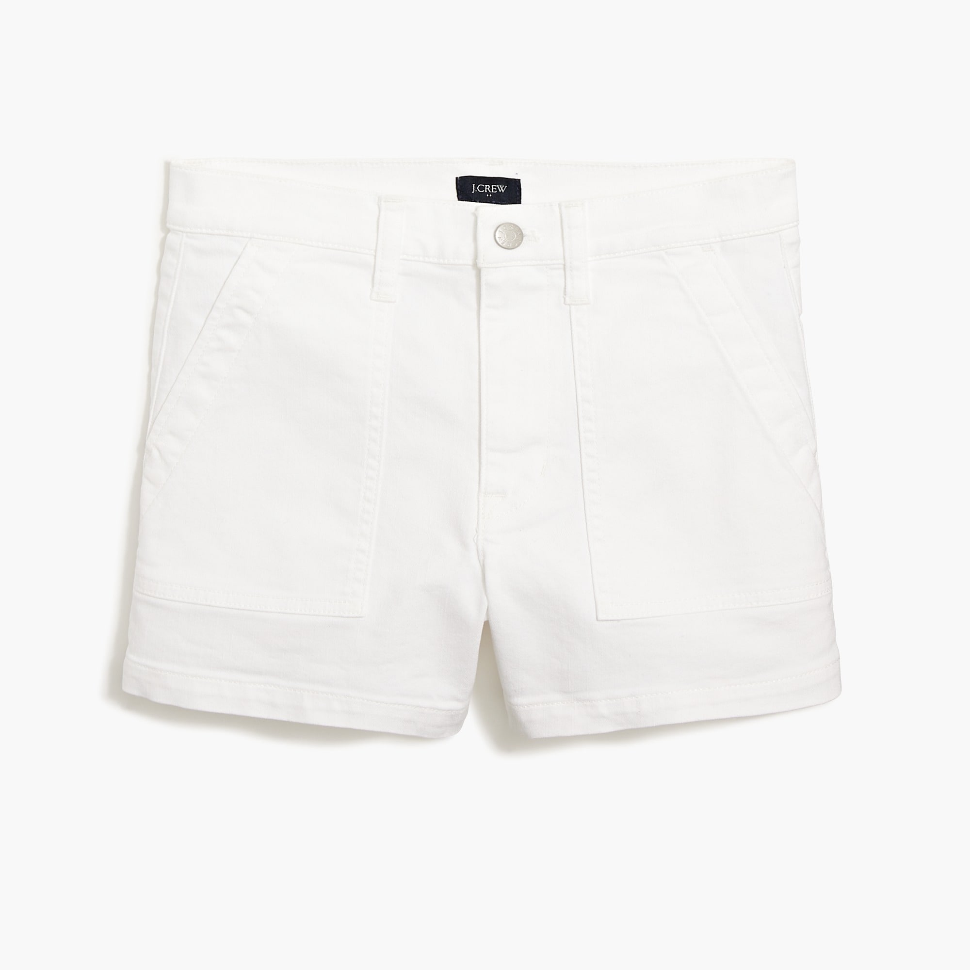 womens White utility denim short