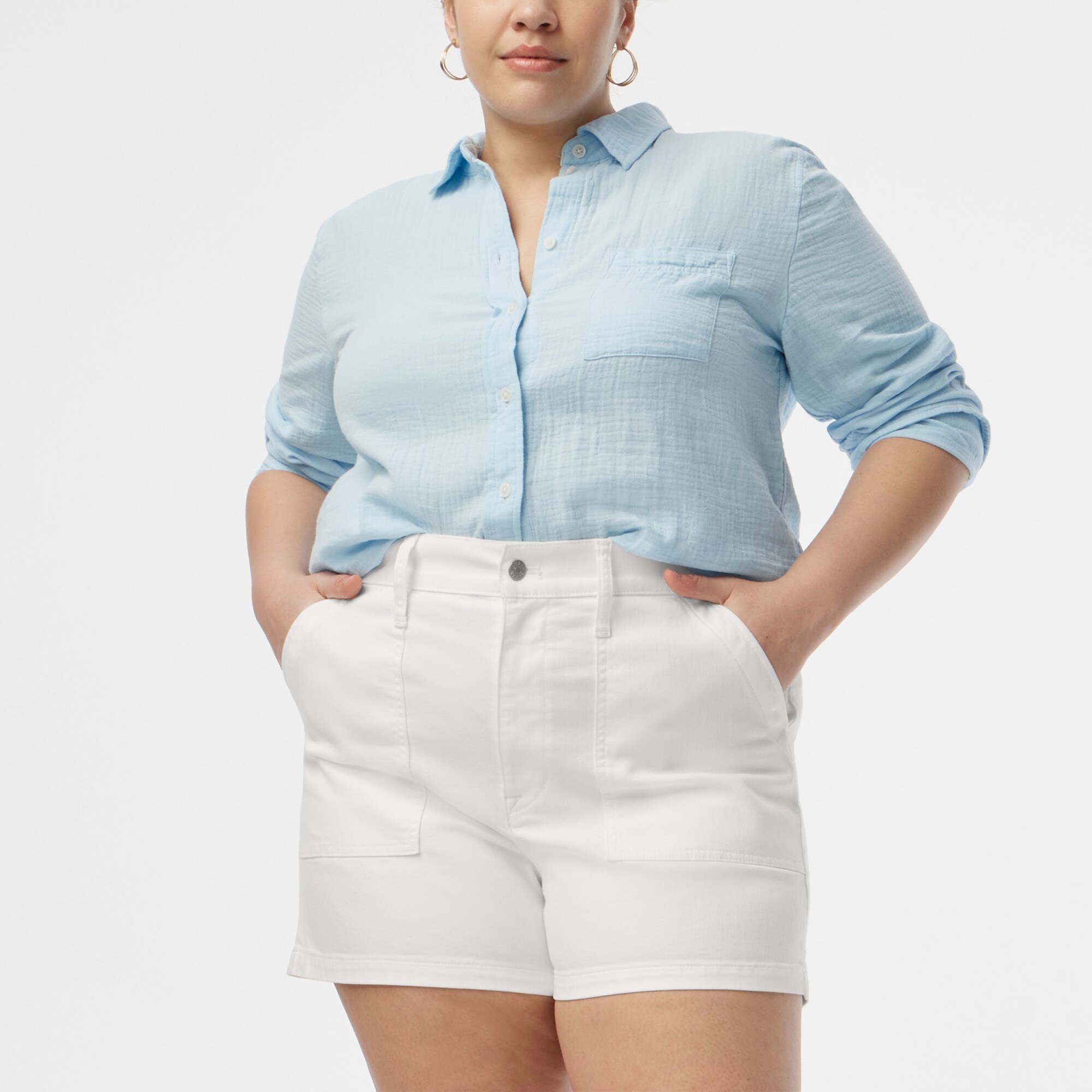 White utility denim short