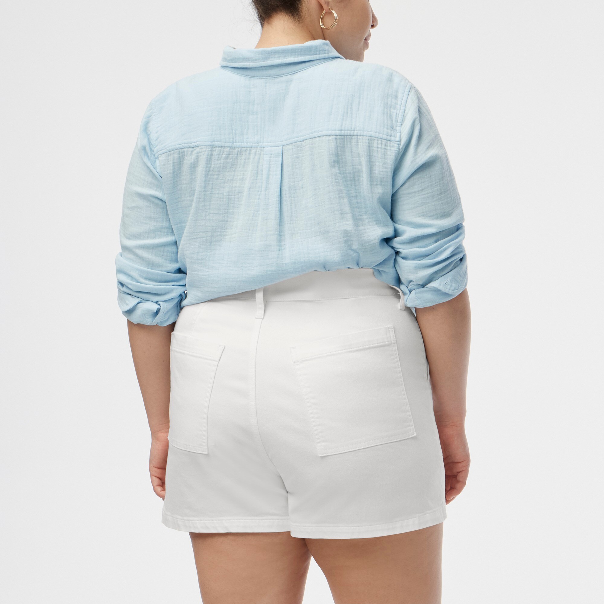 White utility denim short